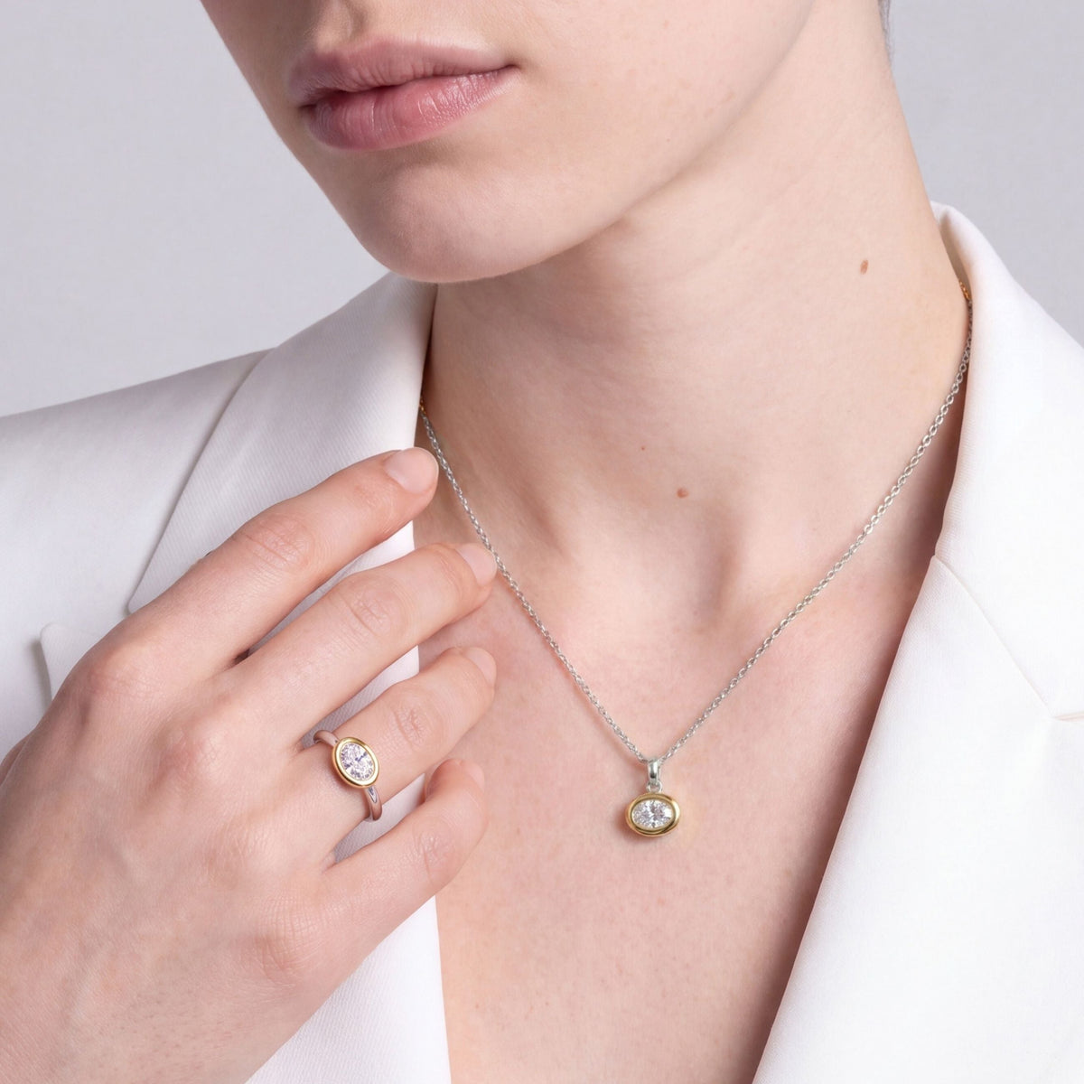 Ellipse Oval Pendant Necklace