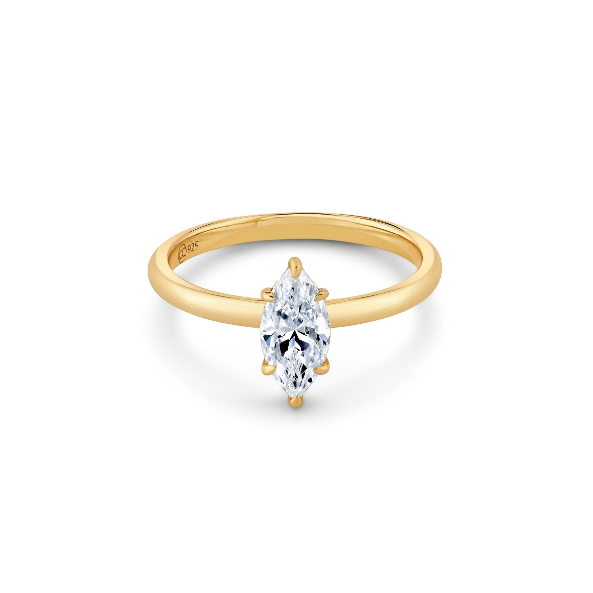 1.0ct Marquise Solitaire Ring Finished in Gold - CRISLU