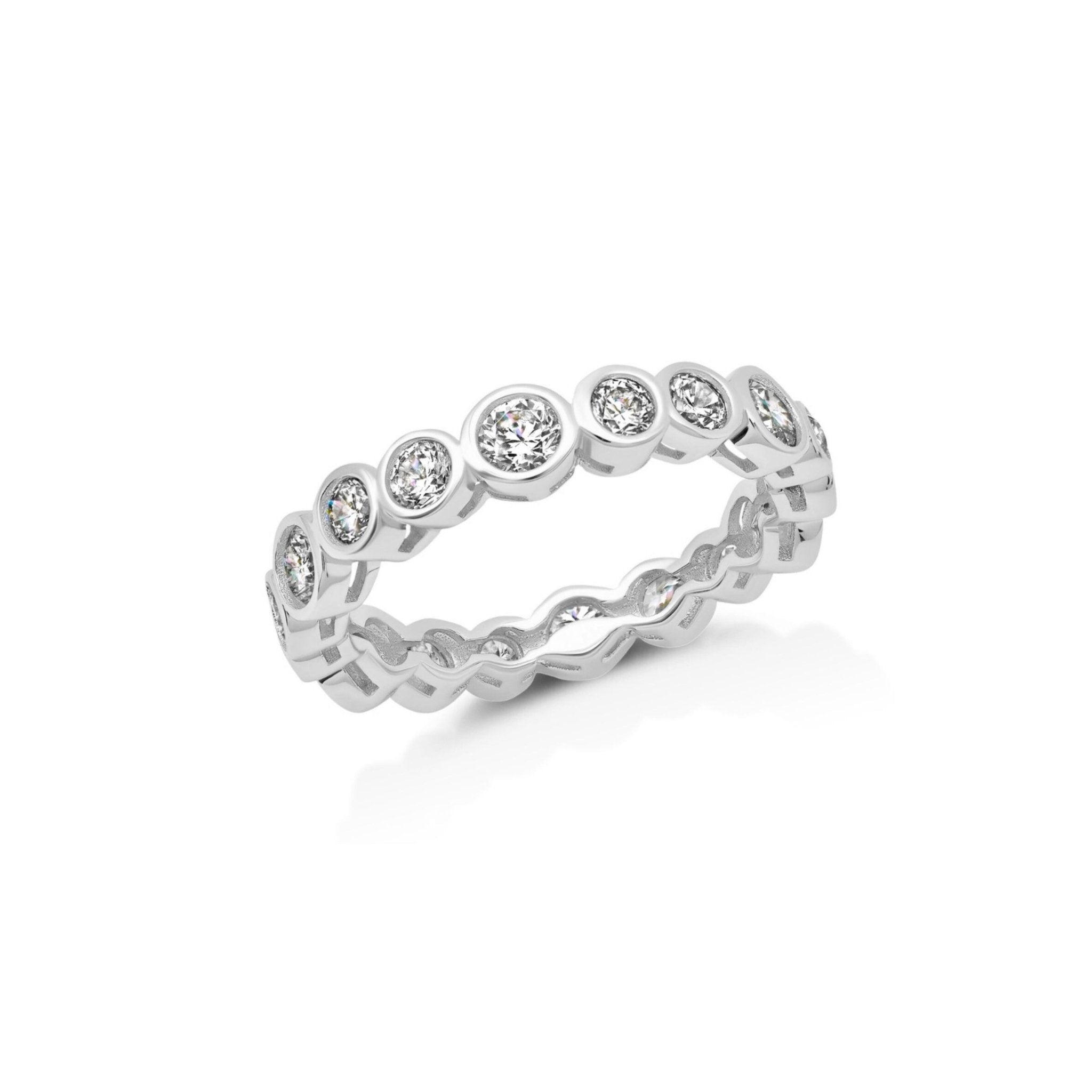 1ct Bezel Eternity Band Finished in Platinum - CRISLU