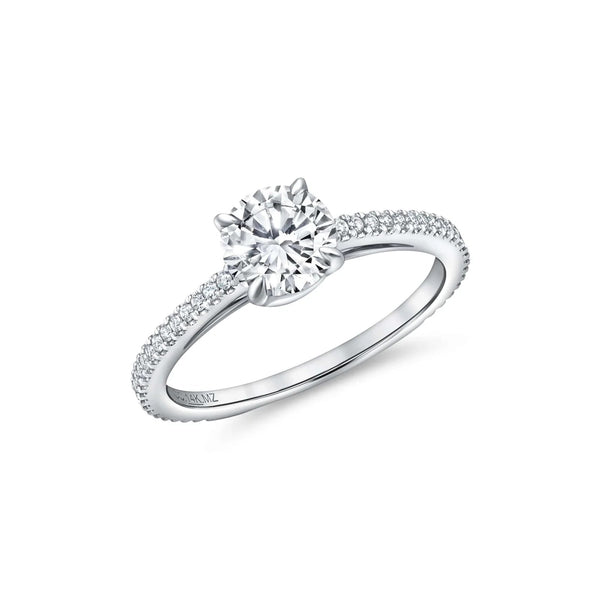 1CT Brilliant Cut Center Stone with Pave Eternity Band Handset in 14KT White Gold - CRISLU
