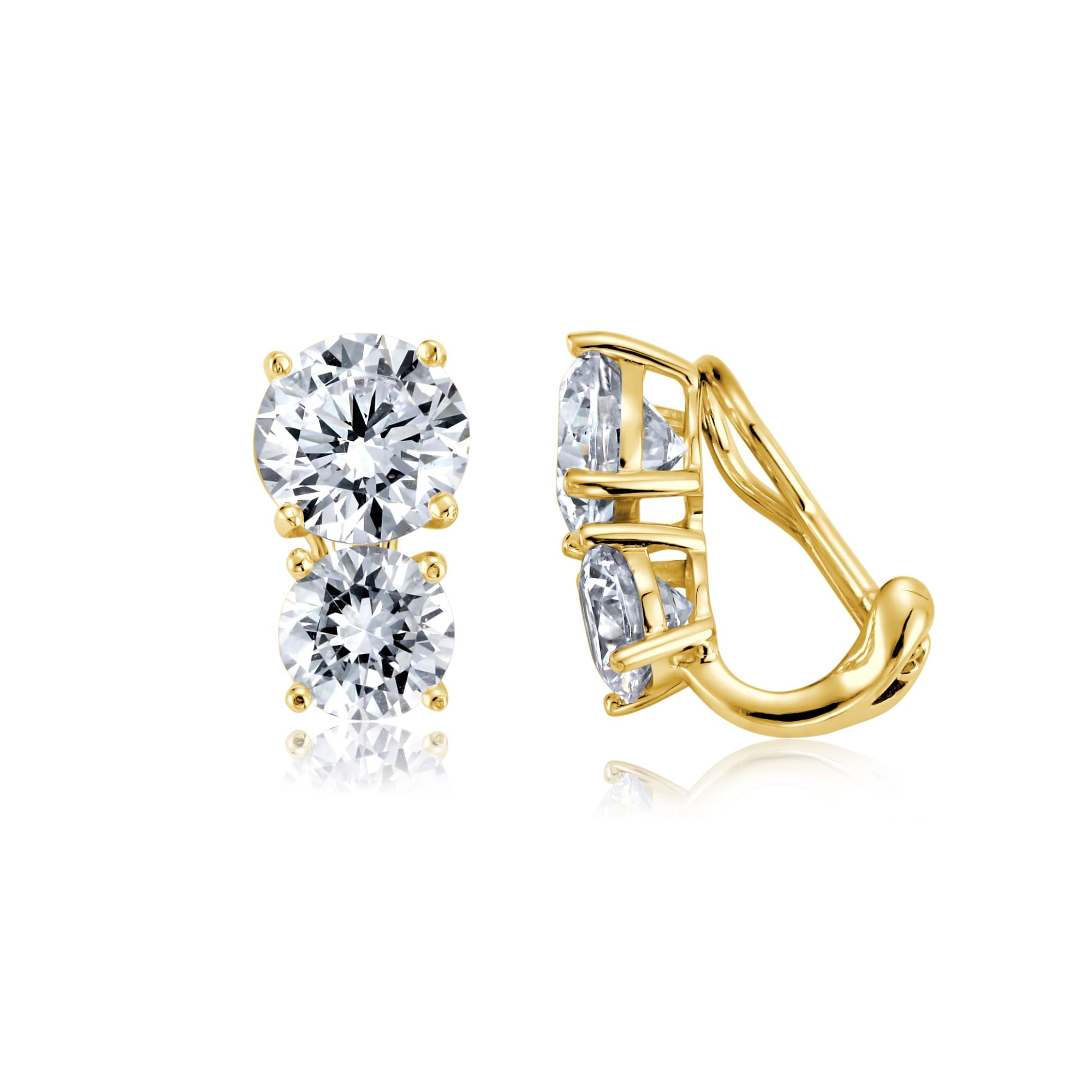 2 Stone Clip Earrings Finished in 18kt Yellow Gold - CRISLU