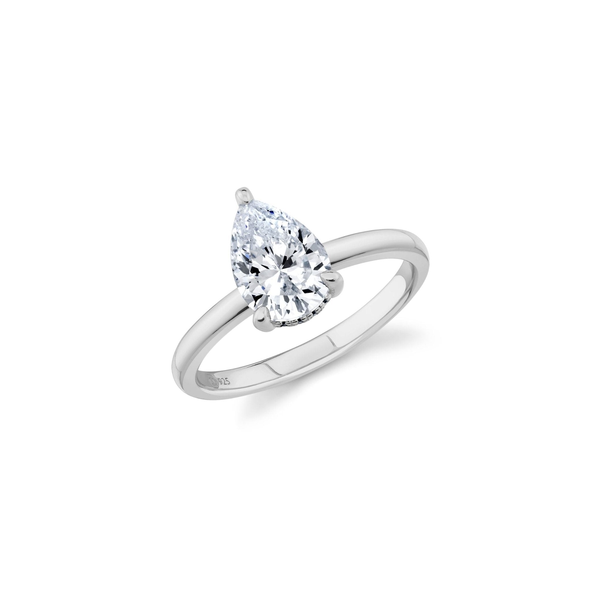 2.3ct Pear Cut Solitaire Ring Finished in Platinum - CRISLU