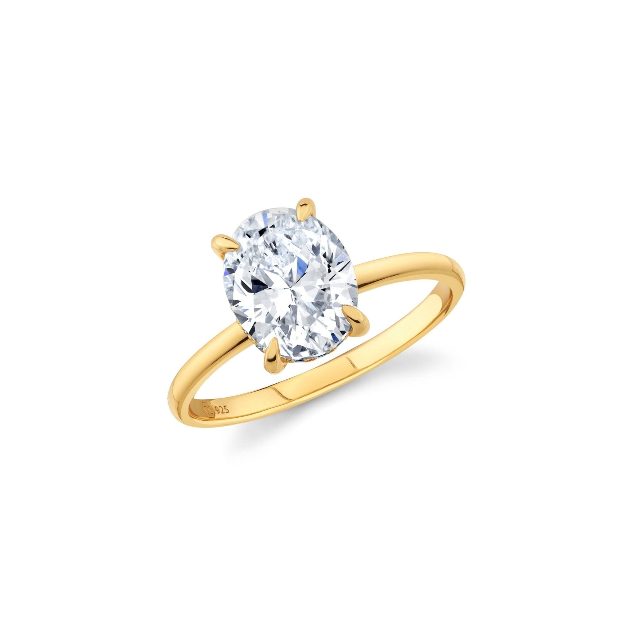 2.6ct Oval Solitaire Ring Finished in Gold - CRISLU