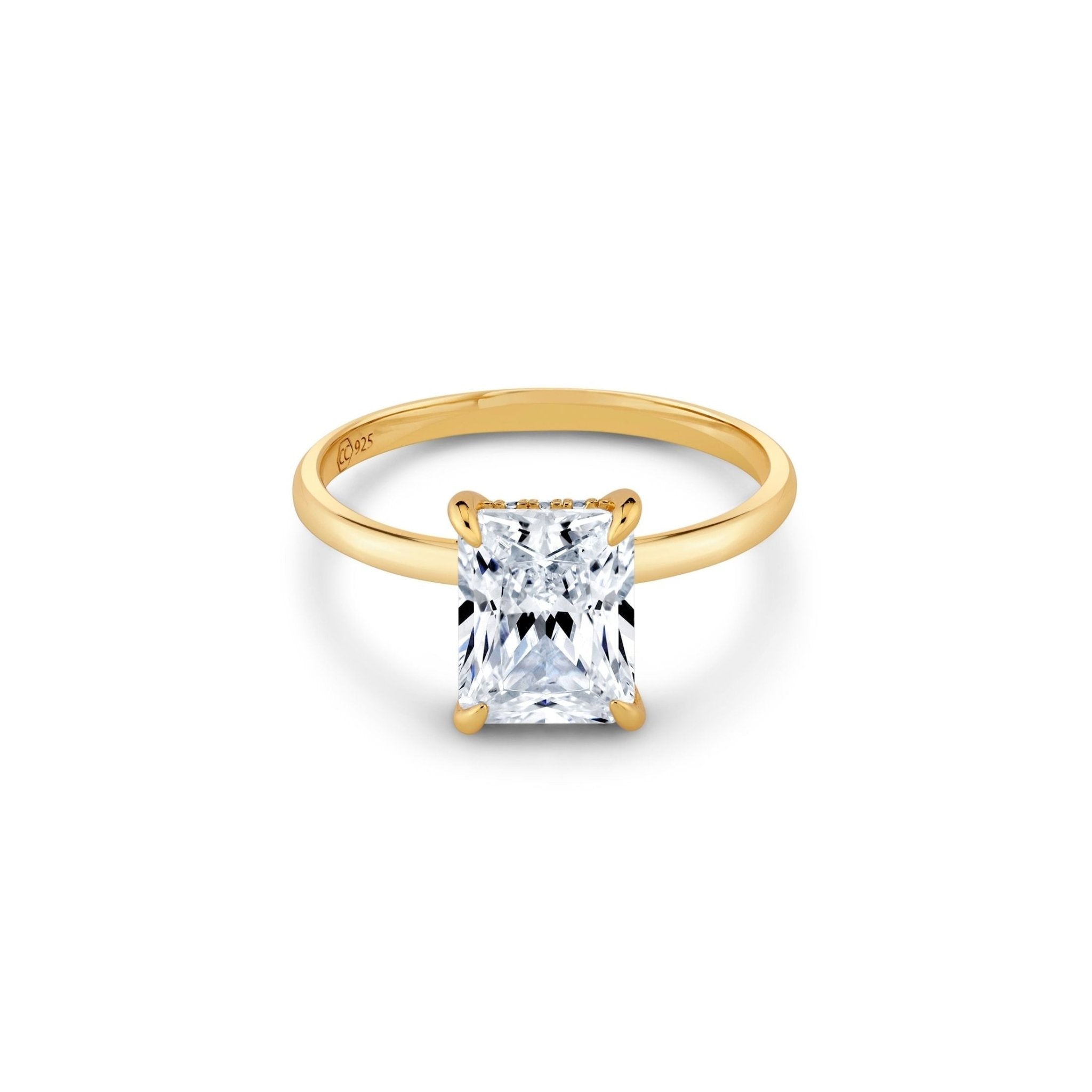 2.6ct Radiant Solitaire Ring Finished in Gold - CRISLU