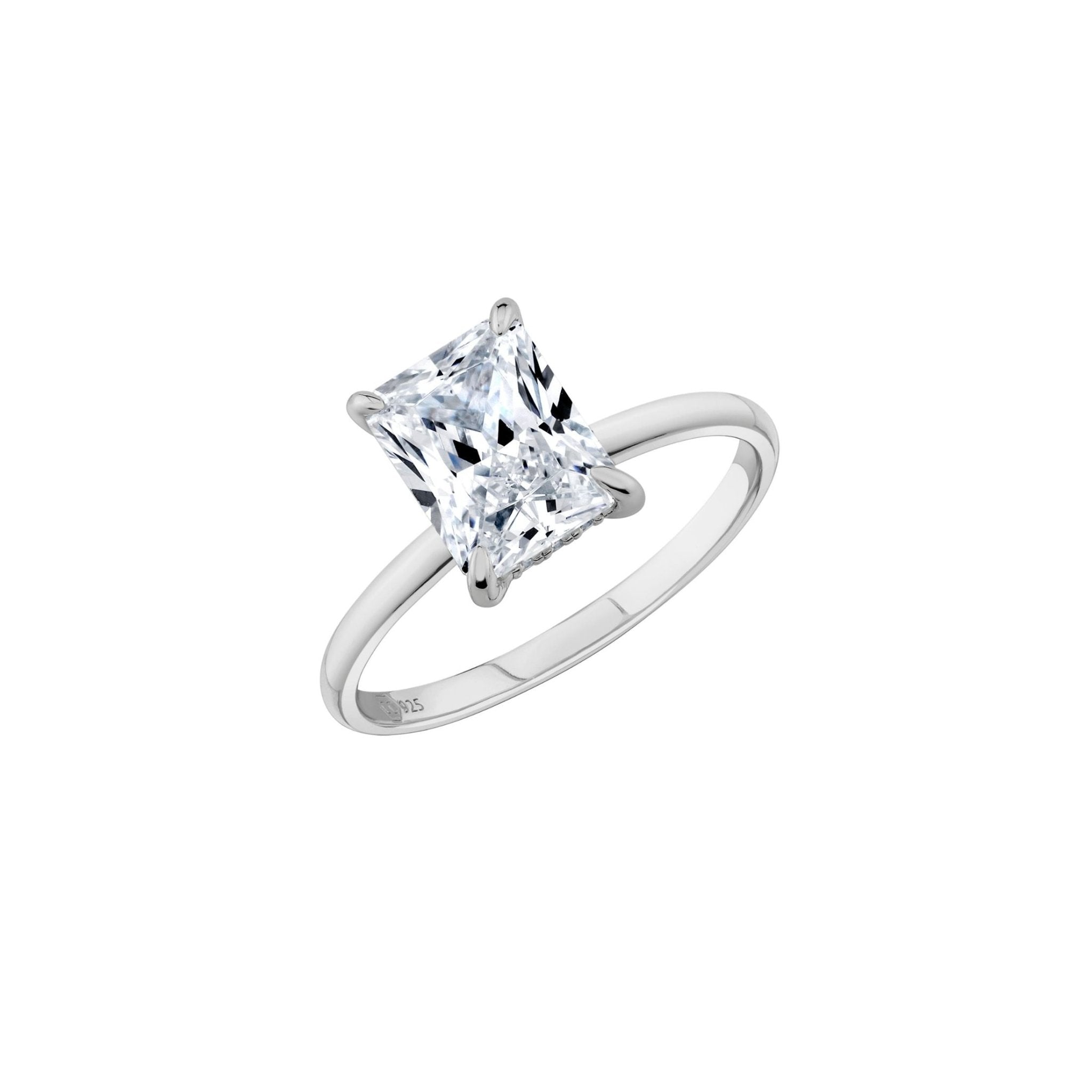 2.6ct Radiant Solitaire Ring Finished in Platinum - CRISLU