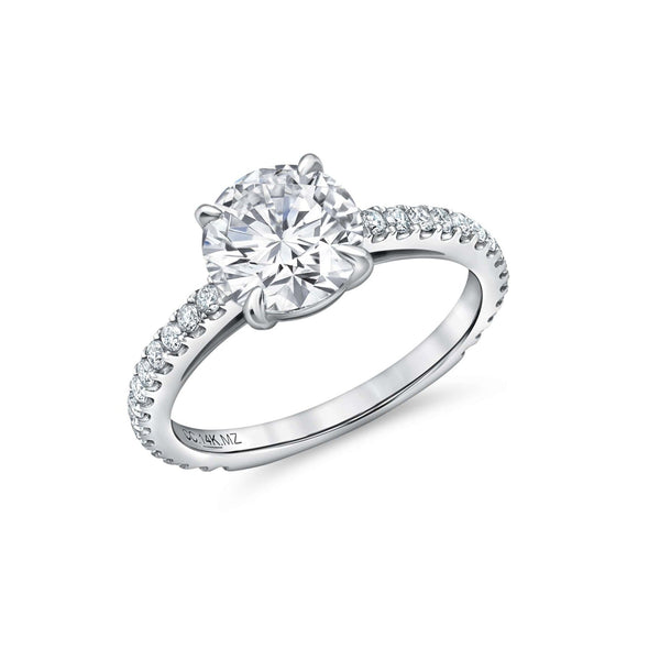 2CT Brillant Cut Center Stone with Pave Eternity Band Handset in 14KT White Gold - CRISLU