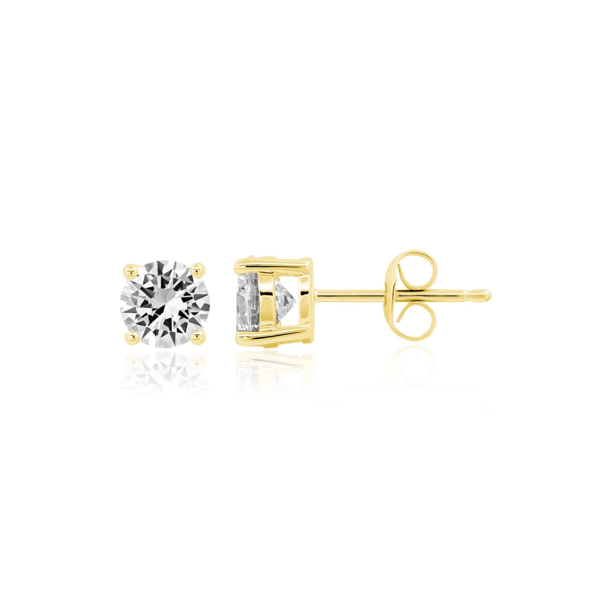 2ct Brilliant Stud Earrings Finished in Gold - CRISLU