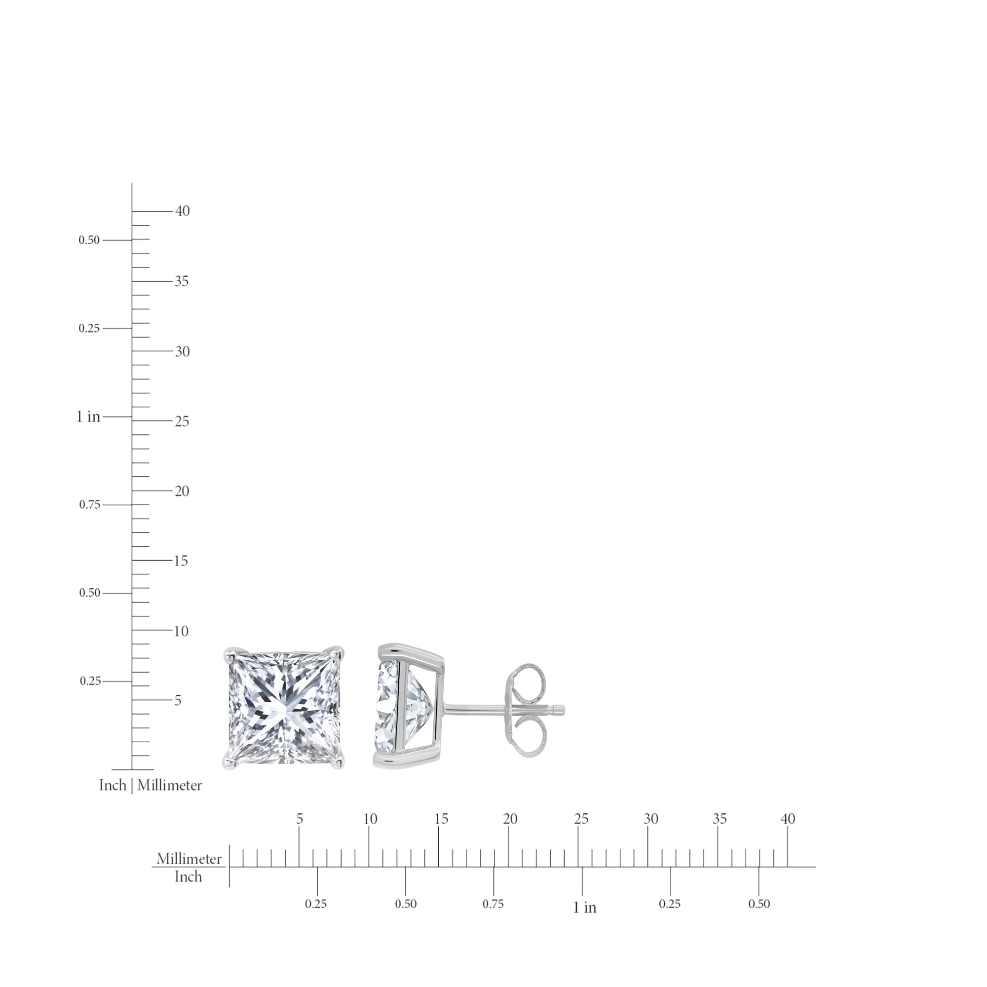 2ct Solitaire Princess Stud Earrings Finished in Platinum - CRISLU