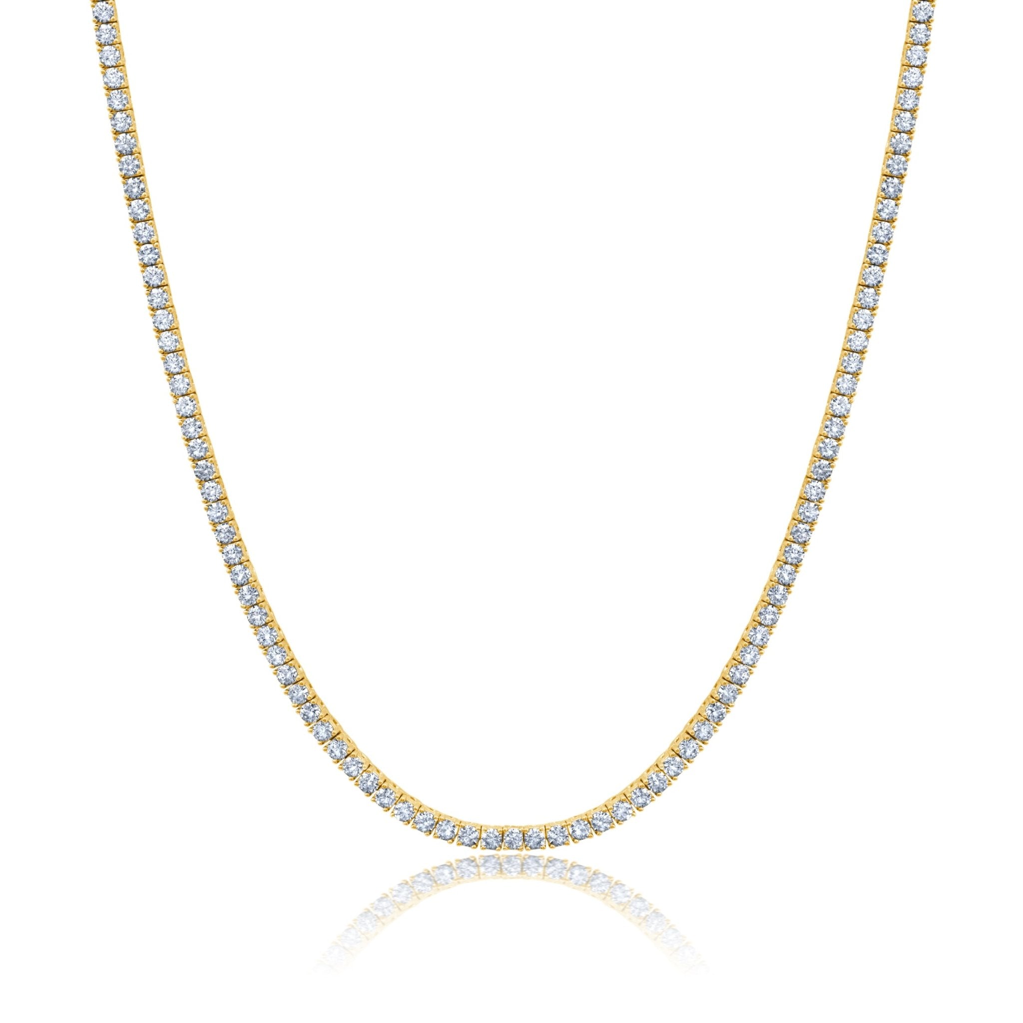 2mm Round Cut Tennis Necklace in Gold - CRISLU