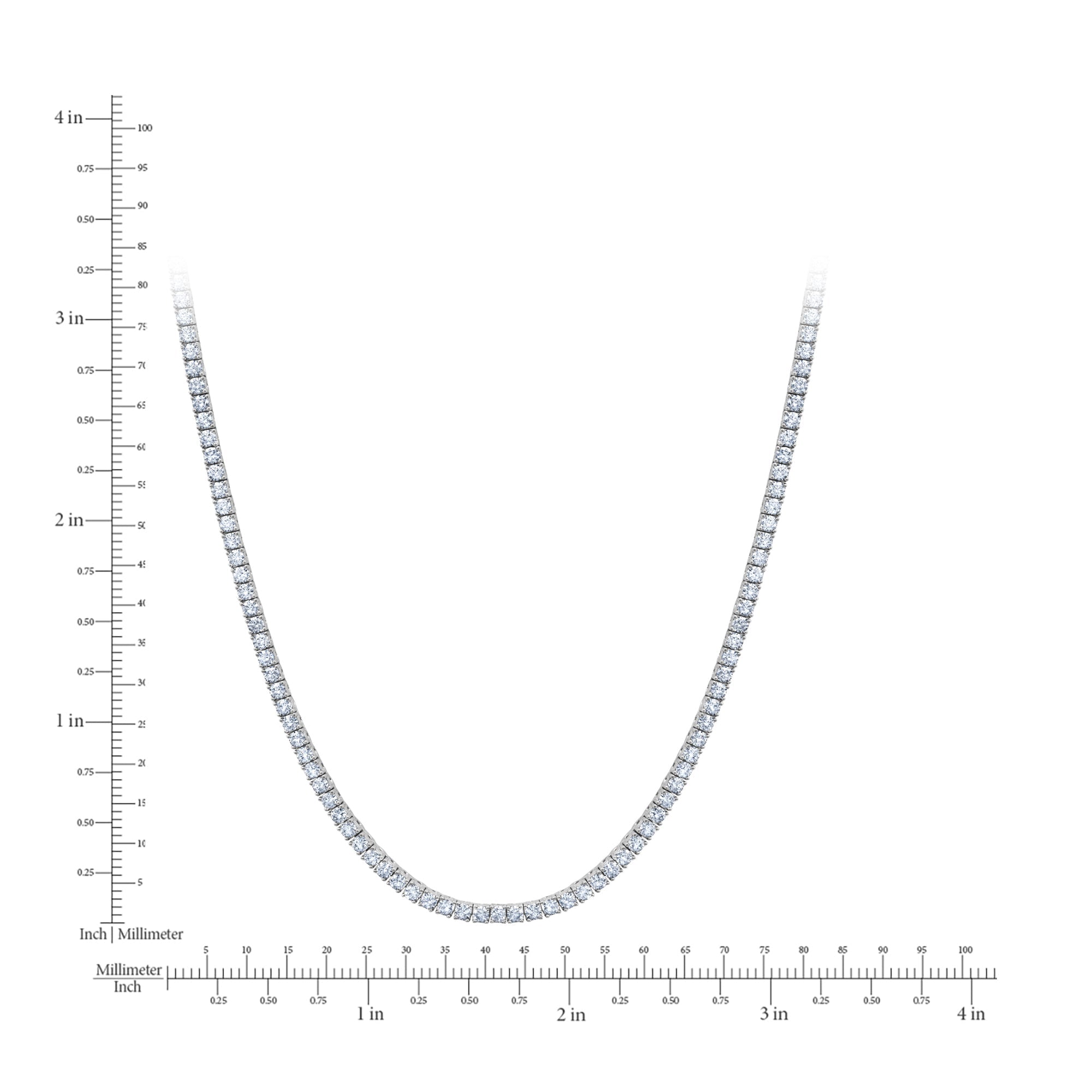 2mm Round Cut Tennis Necklace in Platinum - CRISLU