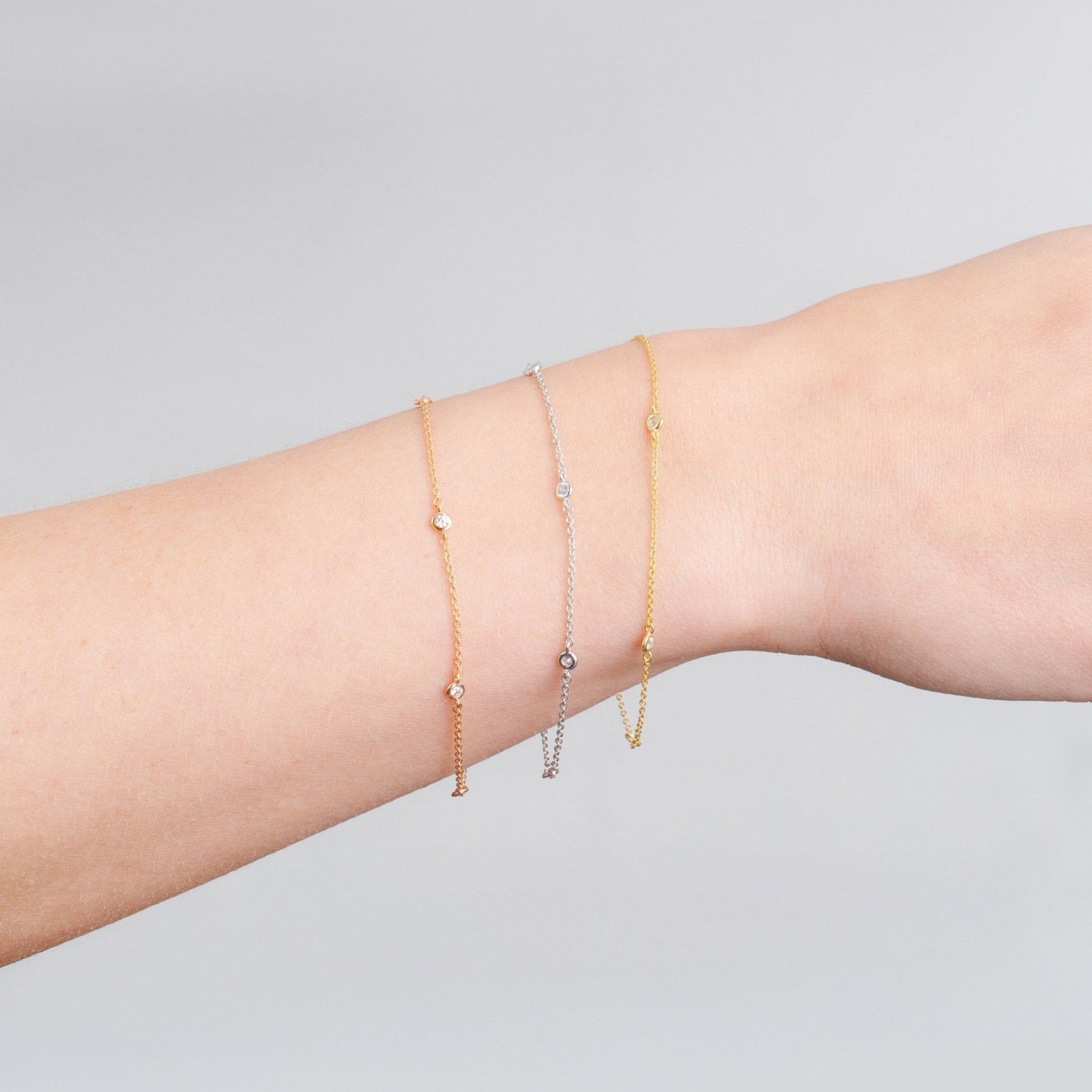 2mm Station Bracelet Finished in Gold - CRISLU