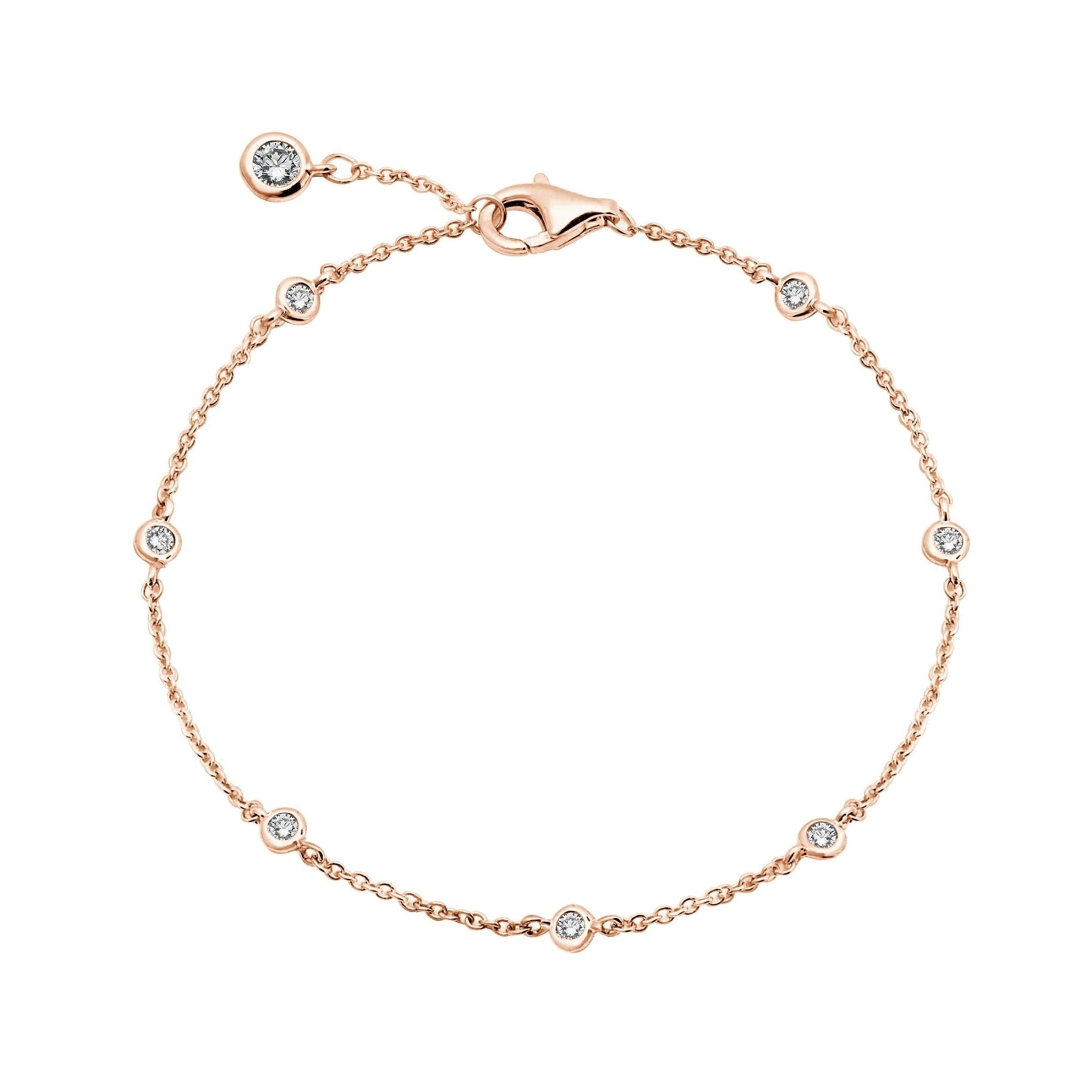 2mm Station Bracelet Finished in Rose Gold - CRISLU