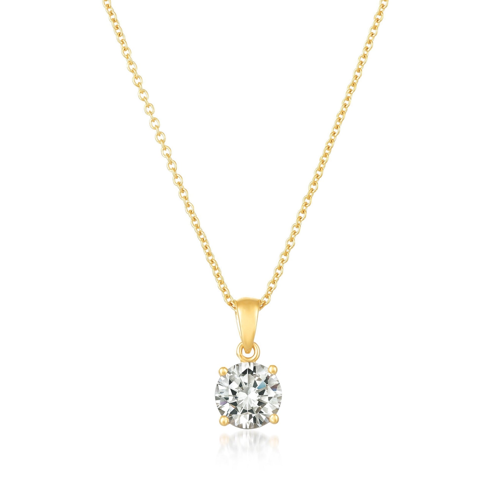 Brilliant Cut Solitaire Pendant Necklace Finished in Gold