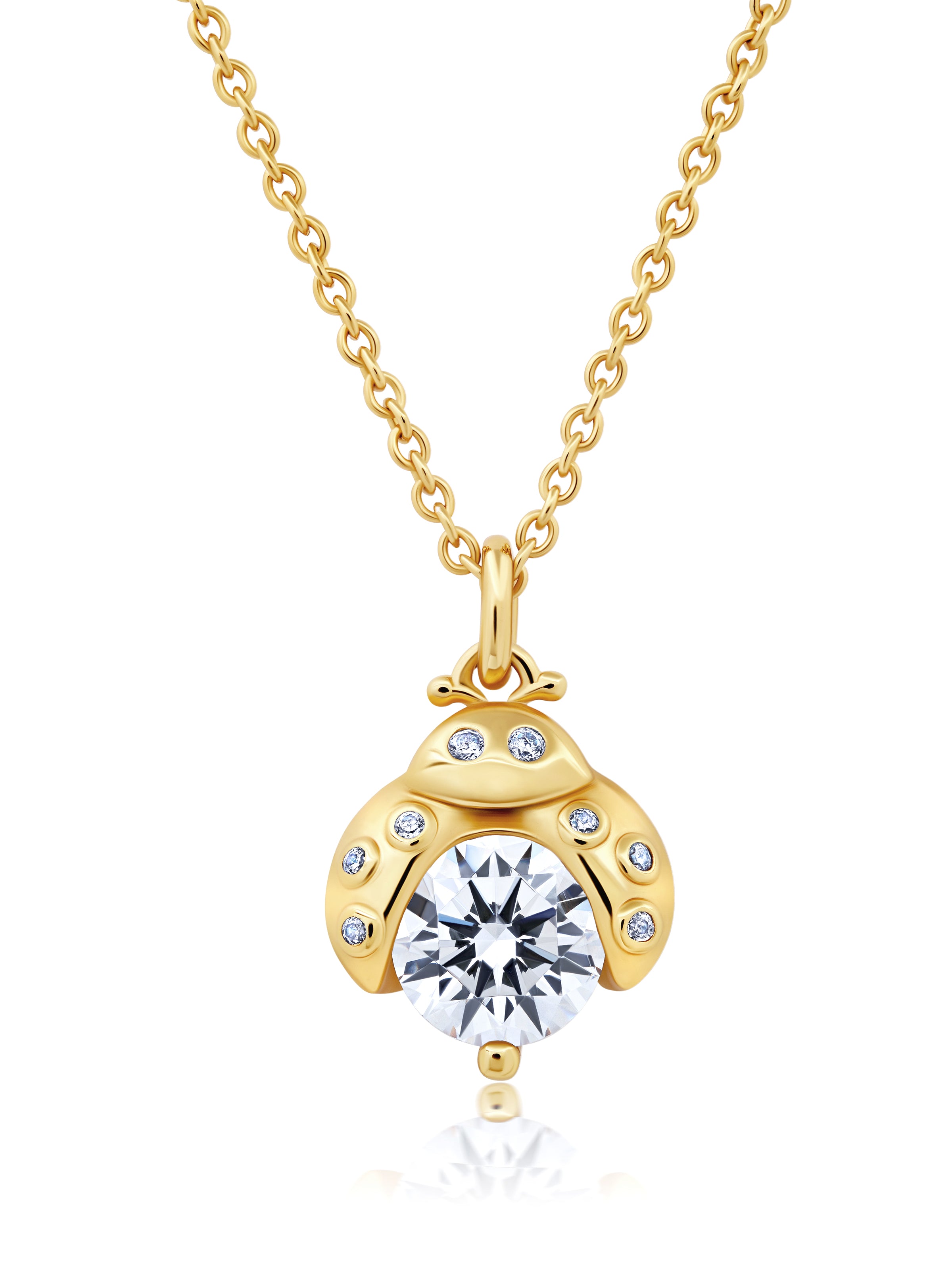 Ladybug With Stone Spots 16'' Extending Necklace - CRISLU