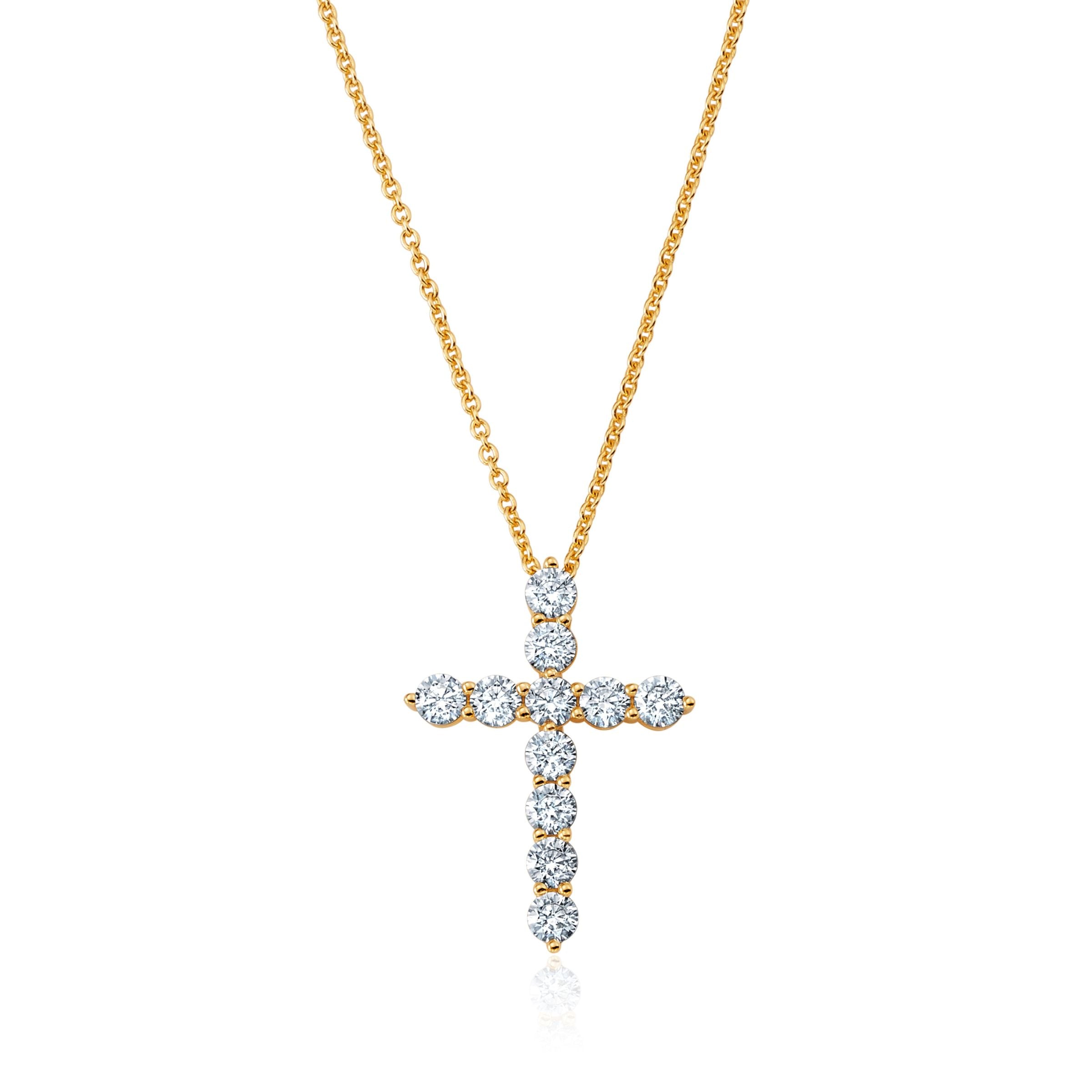 Brilliant Round Cross Necklace Finished in Gold