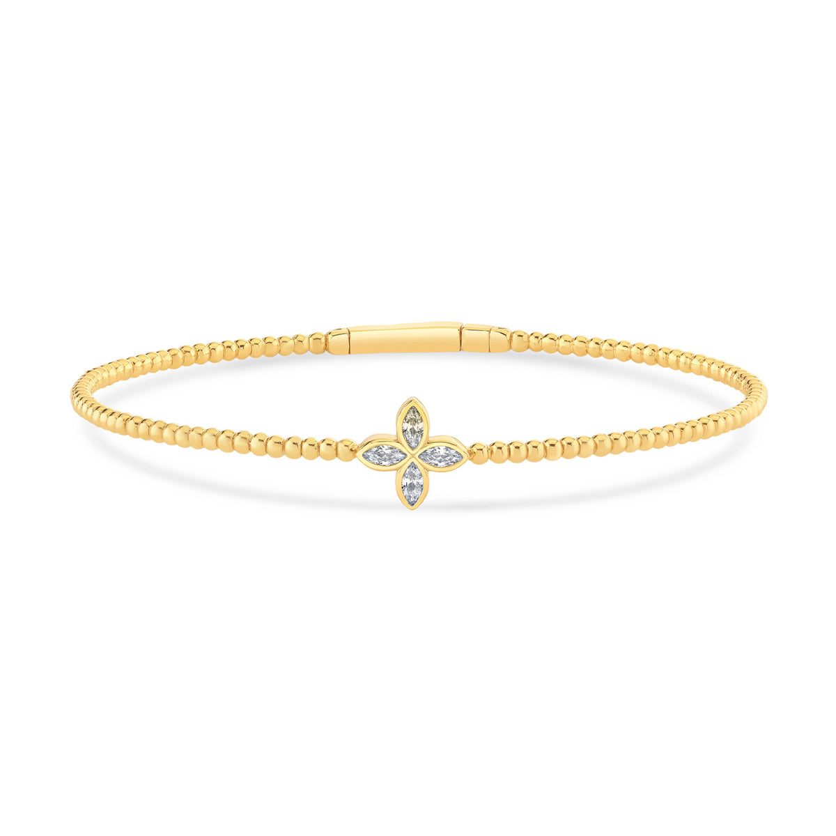 Contour Clover Beaded Bangle