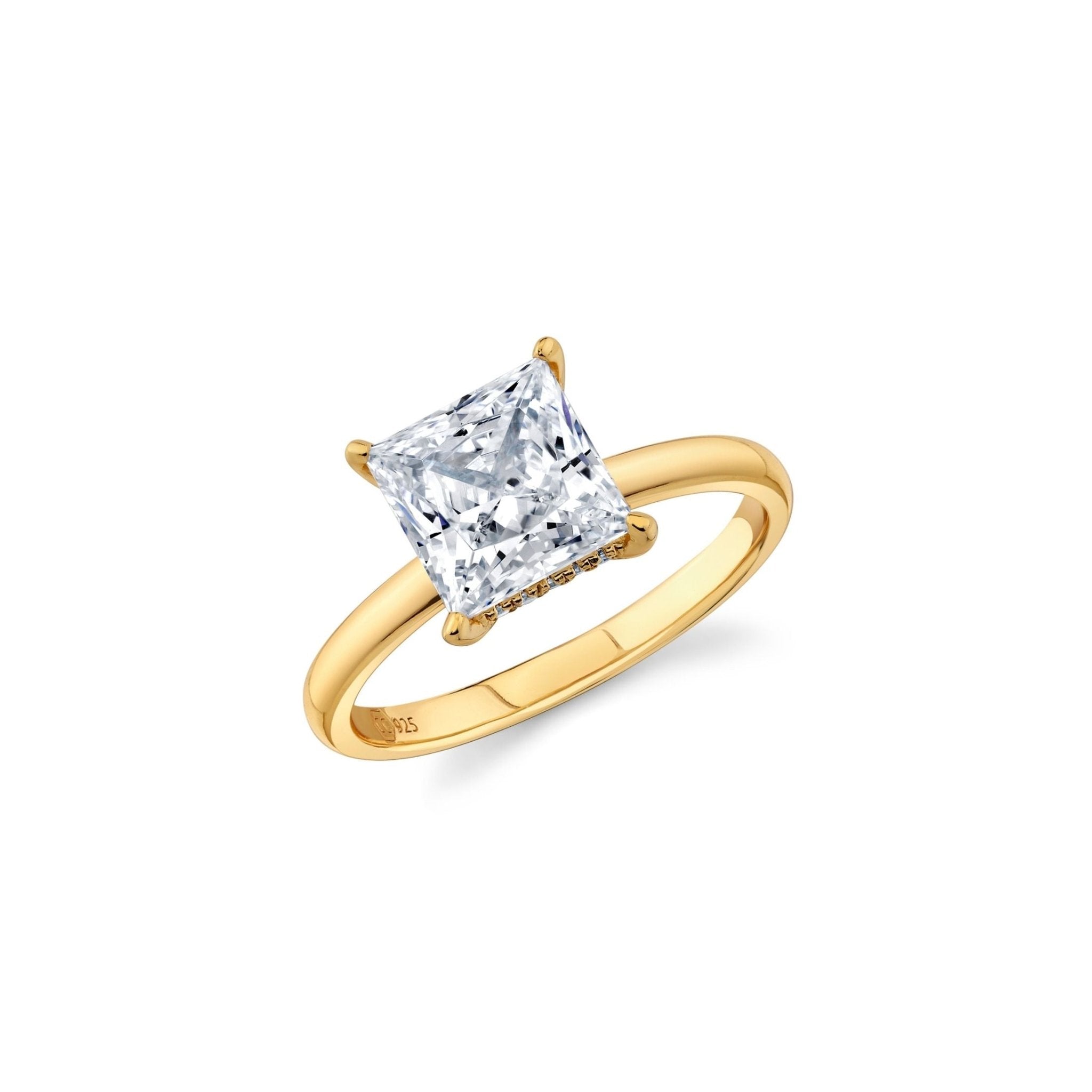 3.1ct Princess Solitaire Ring Finished in Gold - CRISLU