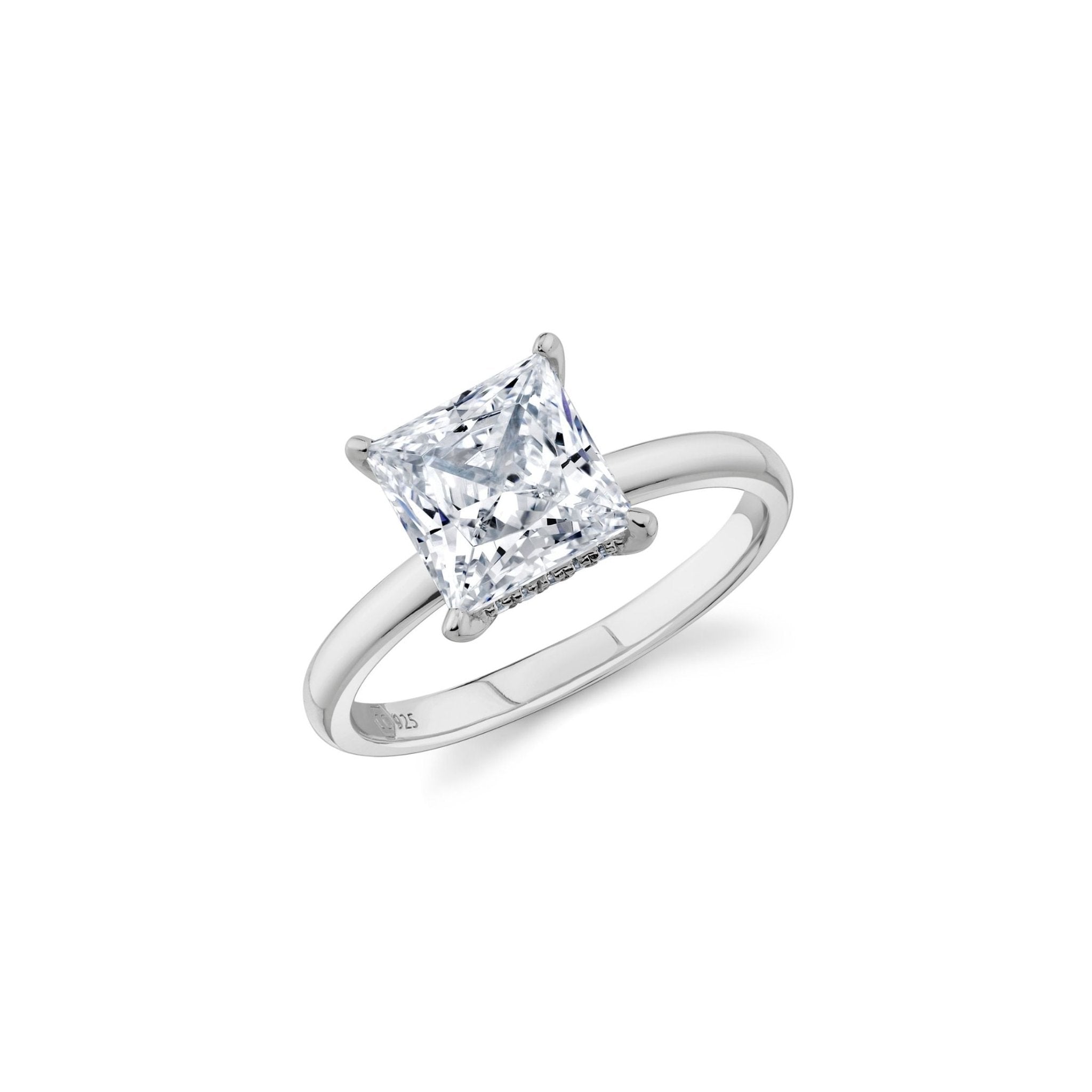 3.1ct Princess Solitaire Ring Finished in Platinum - CRISLU