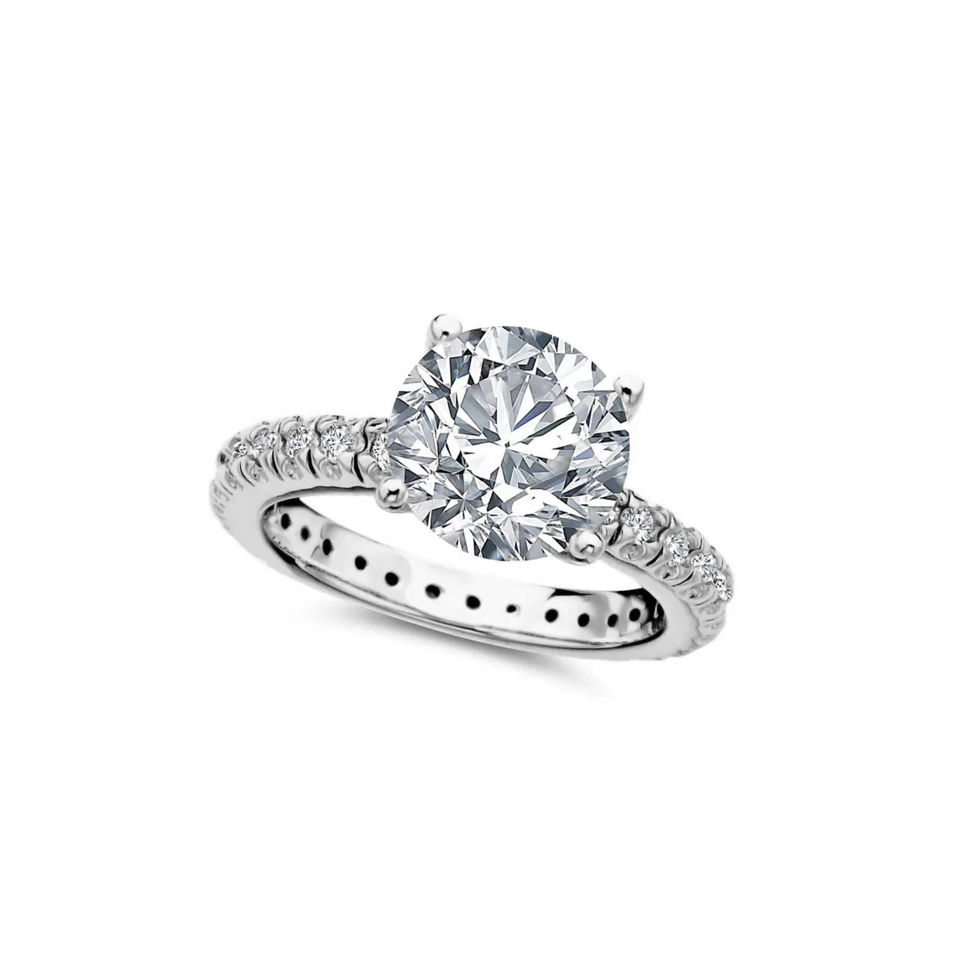 3.5ct Brilliant Cut Ring with Pave Band - CRISLU