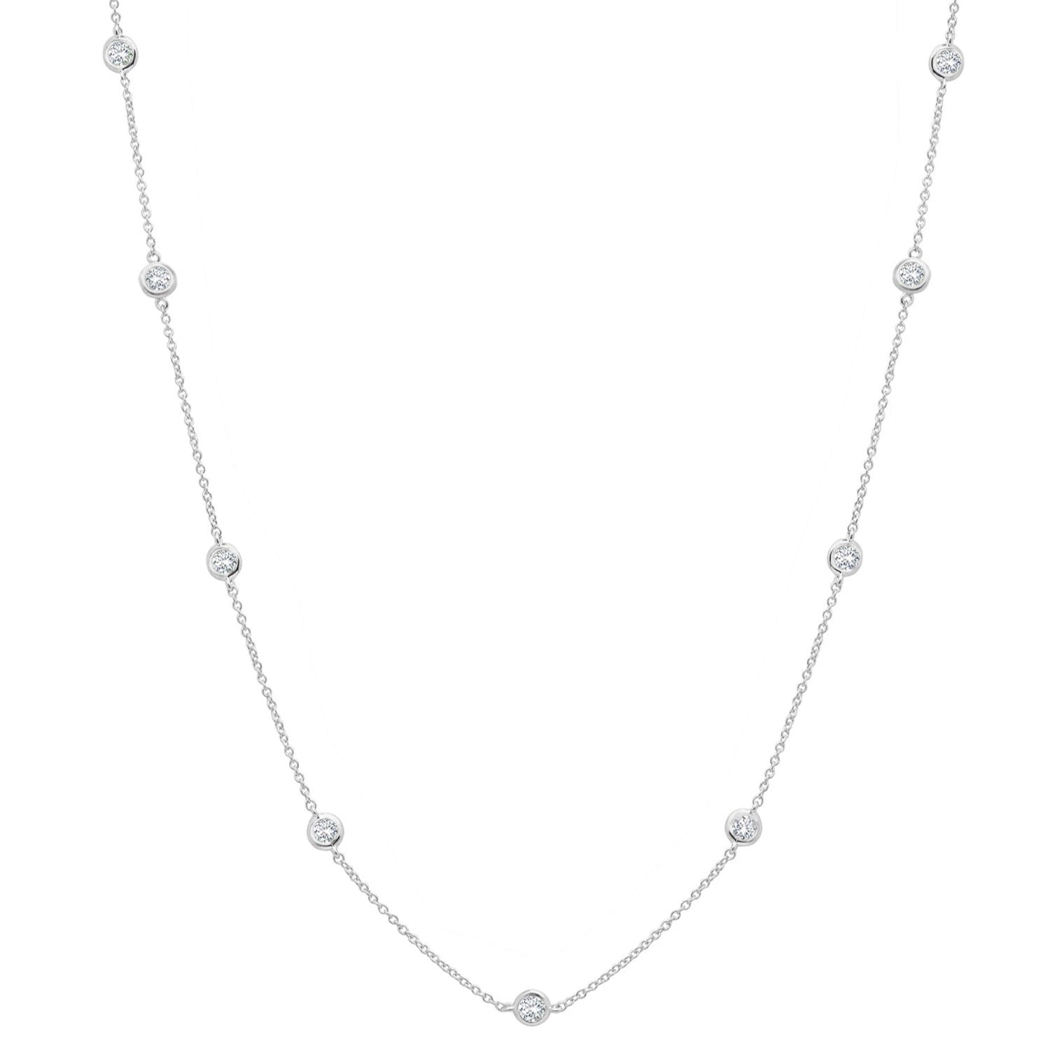 36" Long Bezel Necklace in Platinum - CRISLU