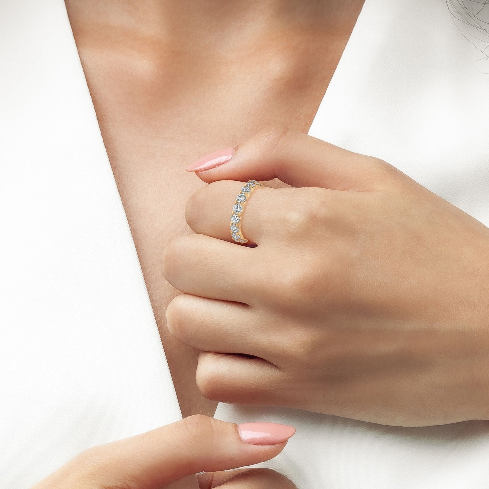 3.7ct Brilliant Cut Eternity Band Finished in Gold - CRISLU