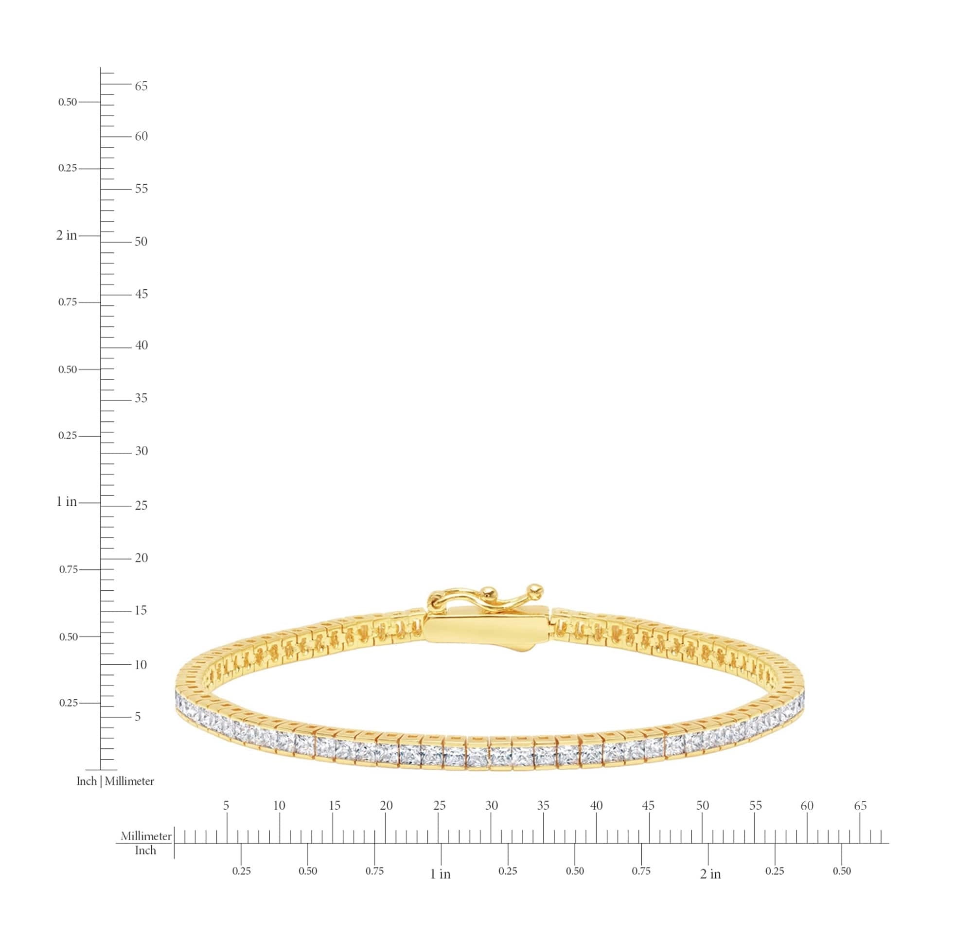3mm Princess Tennis Bracelet Finished in Gold - CRISLU
