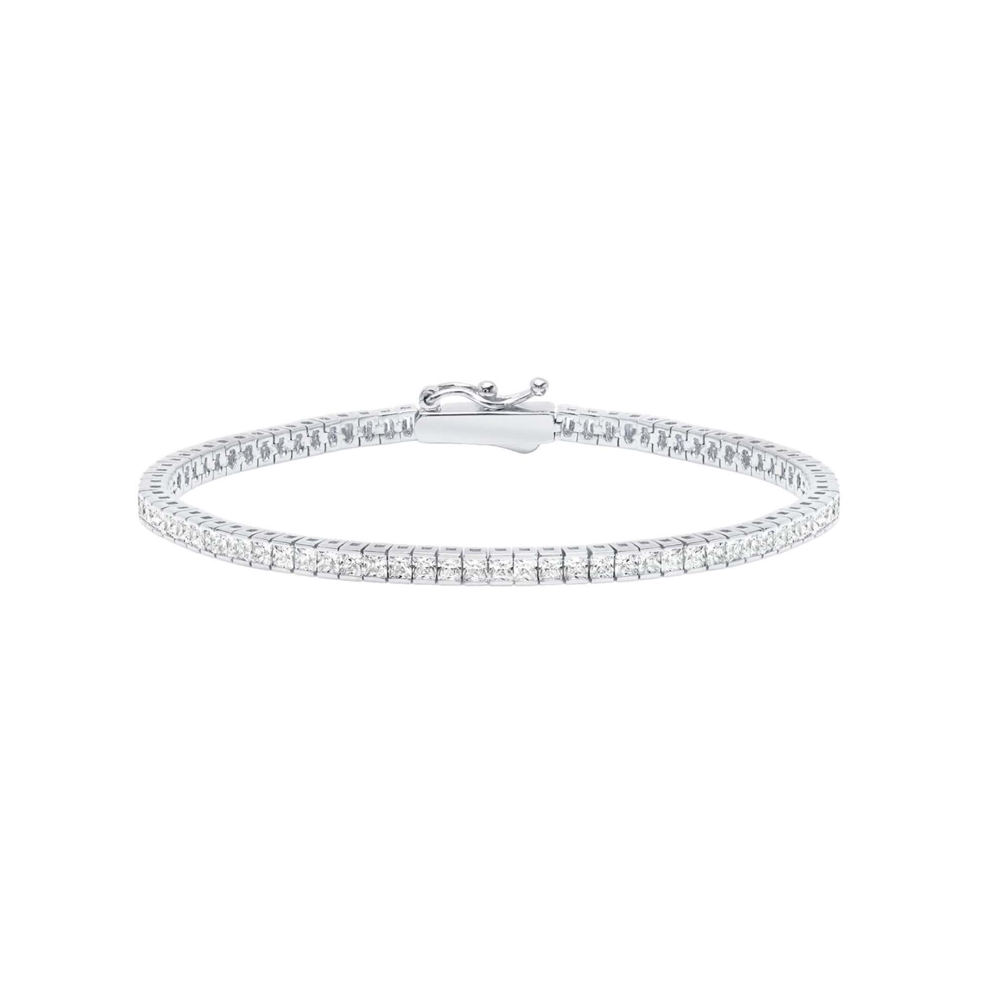 3mm Small Princess Tennis Bracelet in Platinum - CRISLU