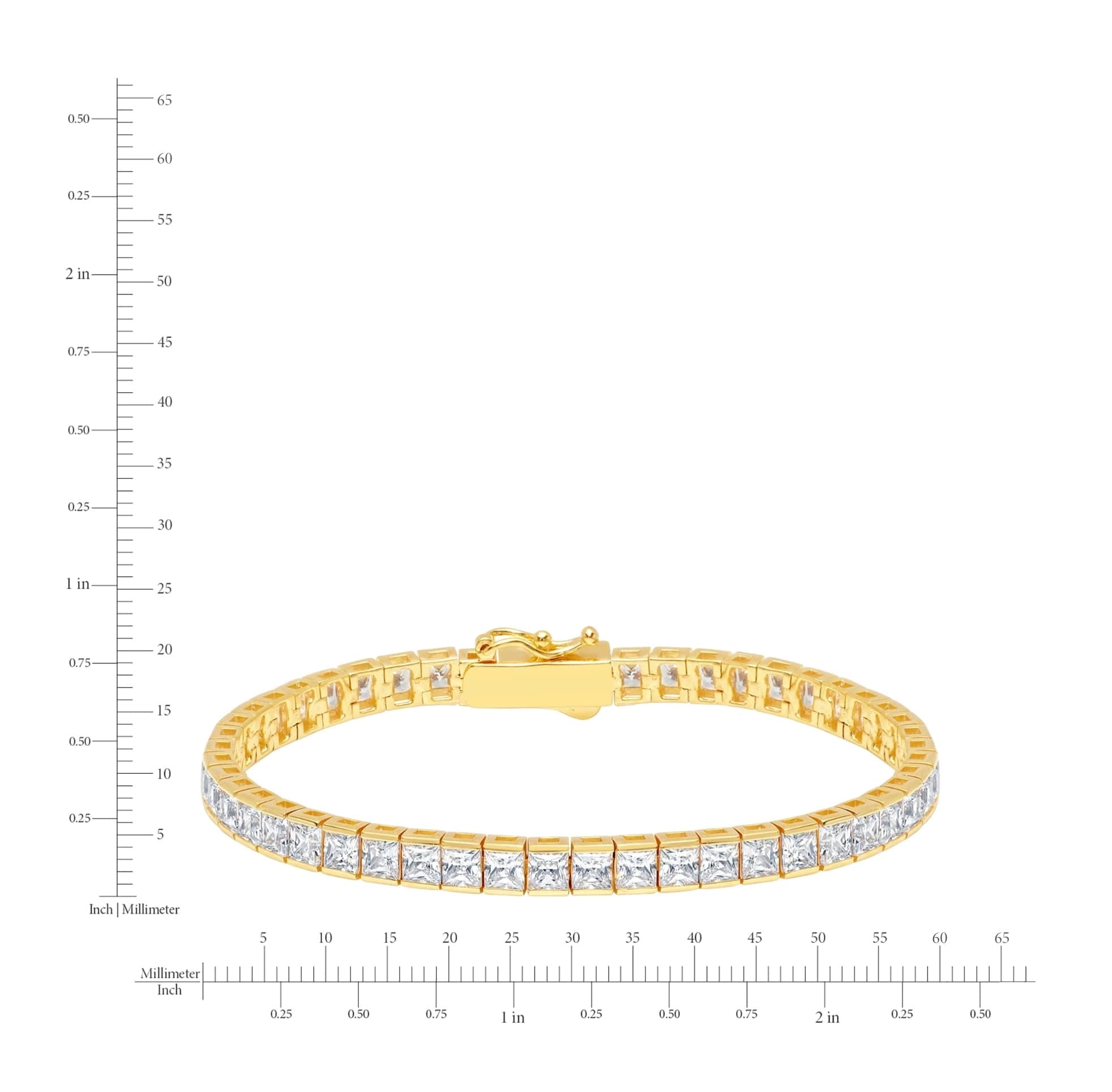 4.5mm Princess Tennis Bracelet Finished in Gold - CRISLU