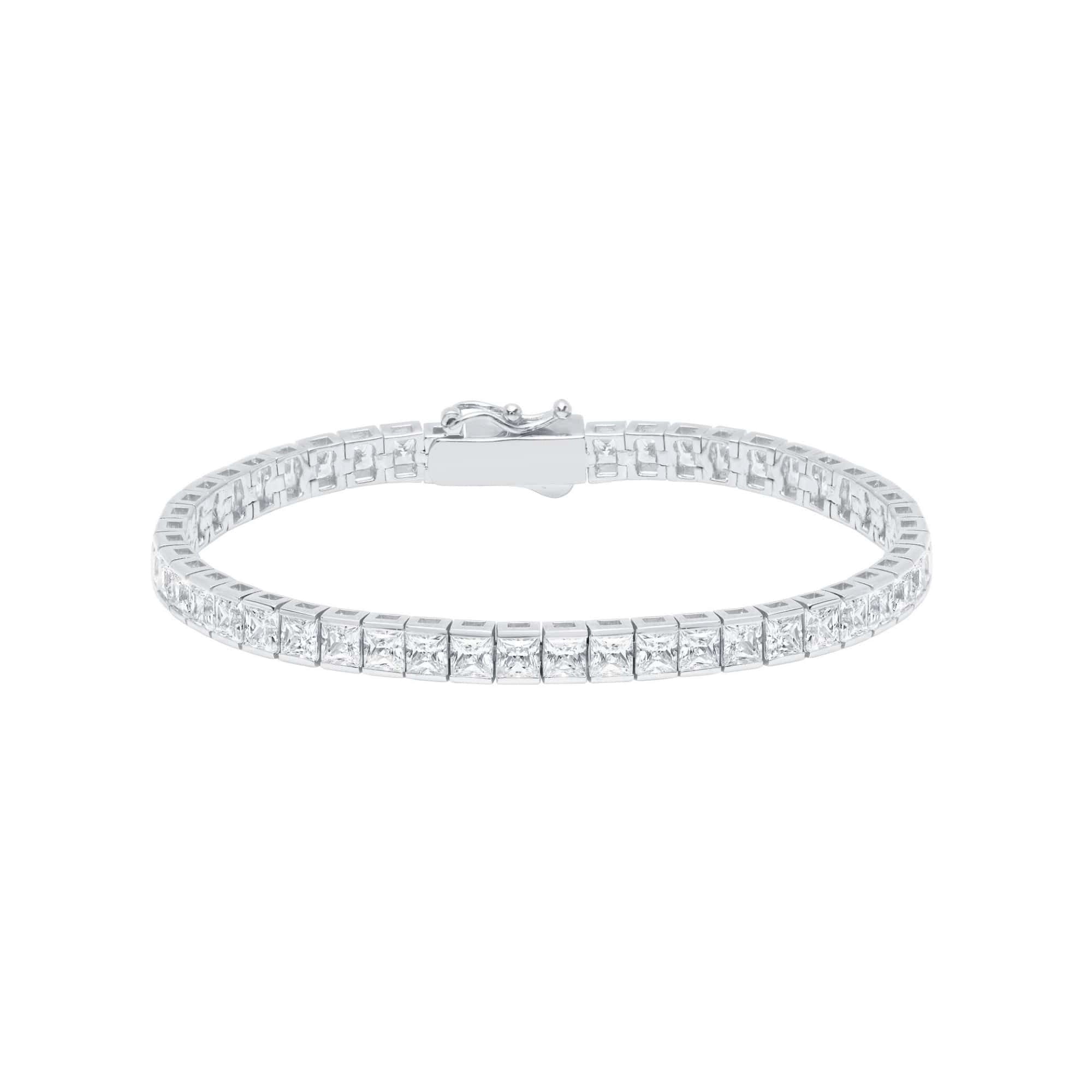 4.5mm Princess Tennis Bracelet Finished in Platinum - CRISLU