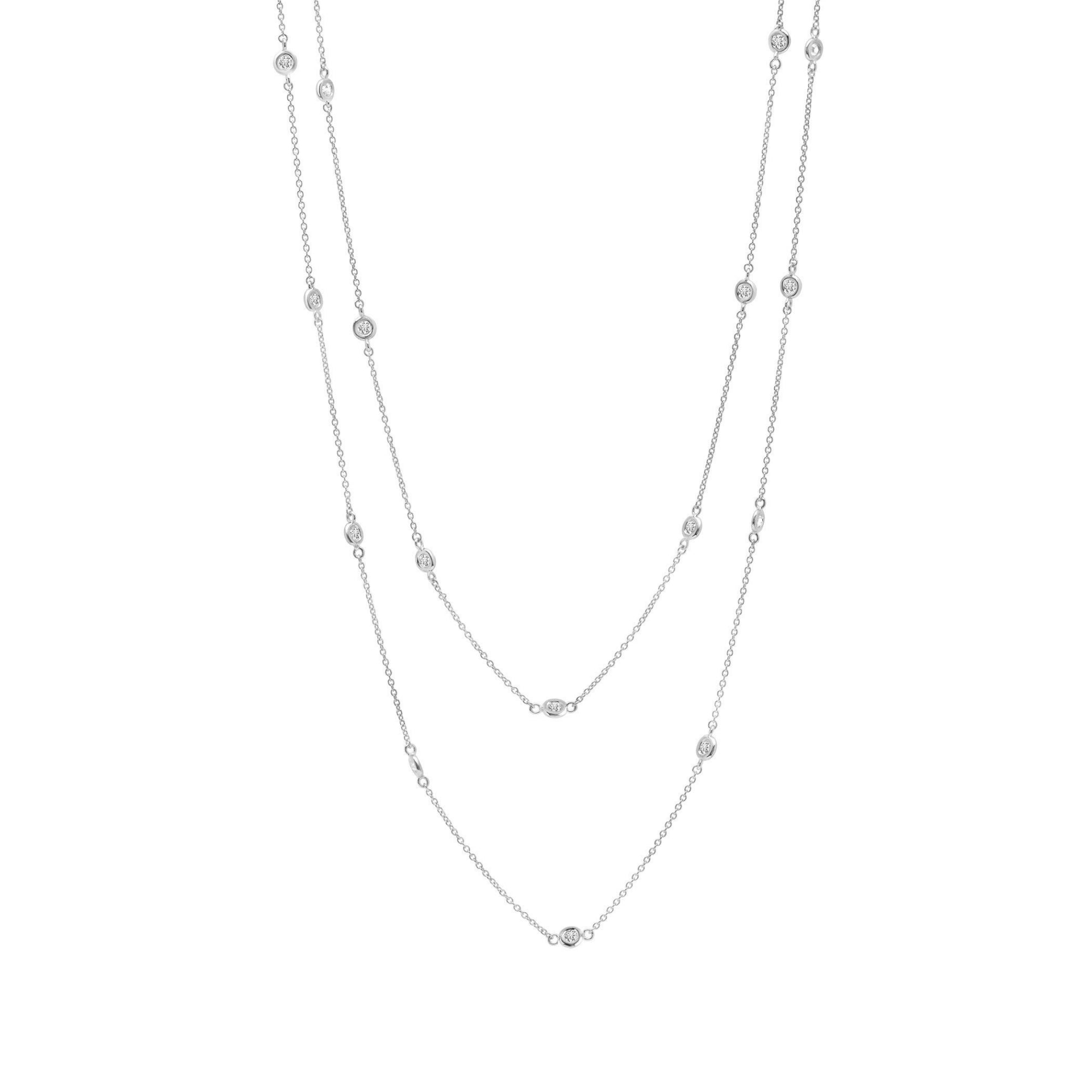 4mm 36" Station Necklace Finished in Platinum - CRISLU
