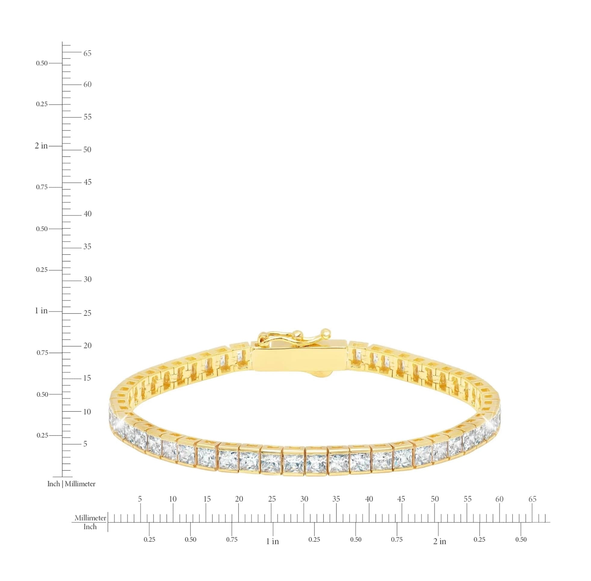 4mm Princess Tennis Bracelet Finished in Gold - CRISLU