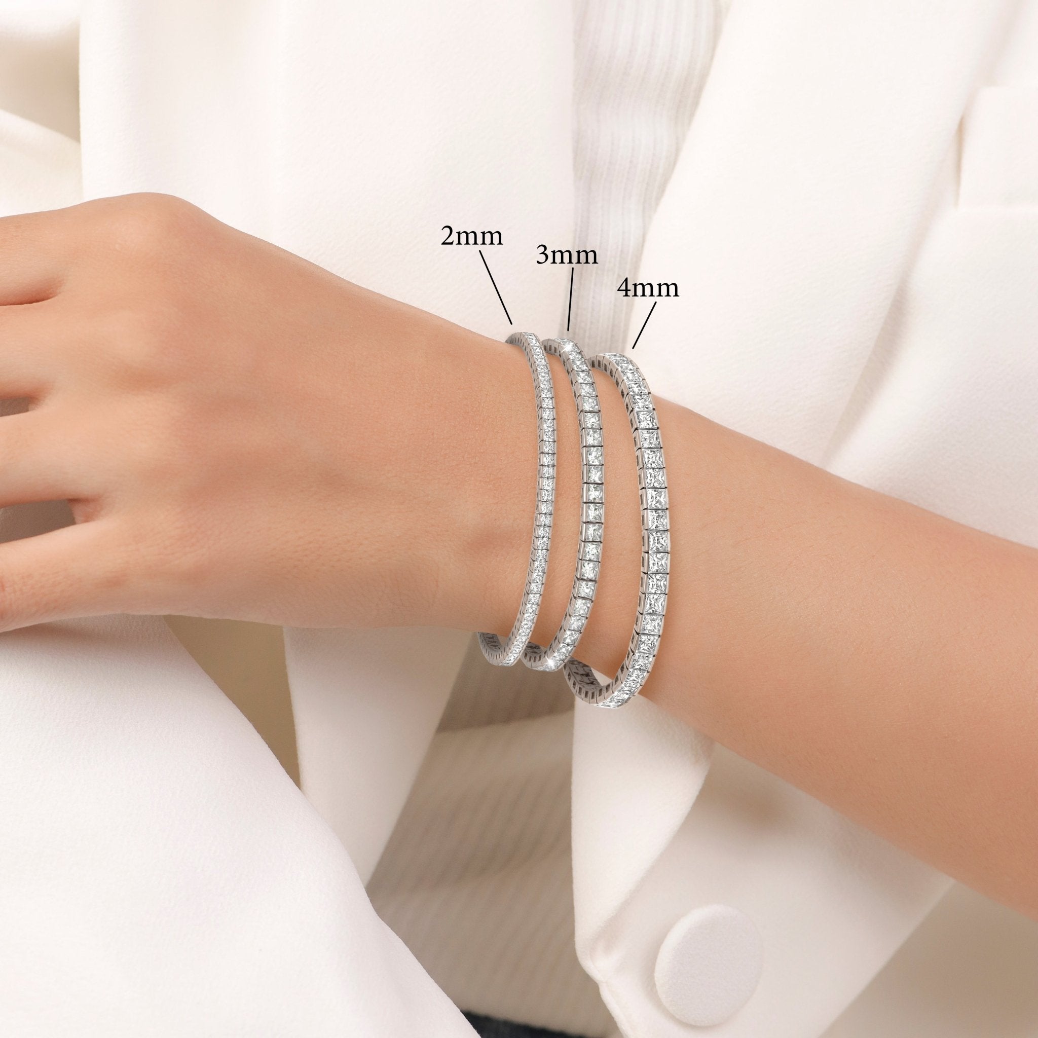 4mm Princess Tennis Bracelet Finished in Platinum - CRISLU