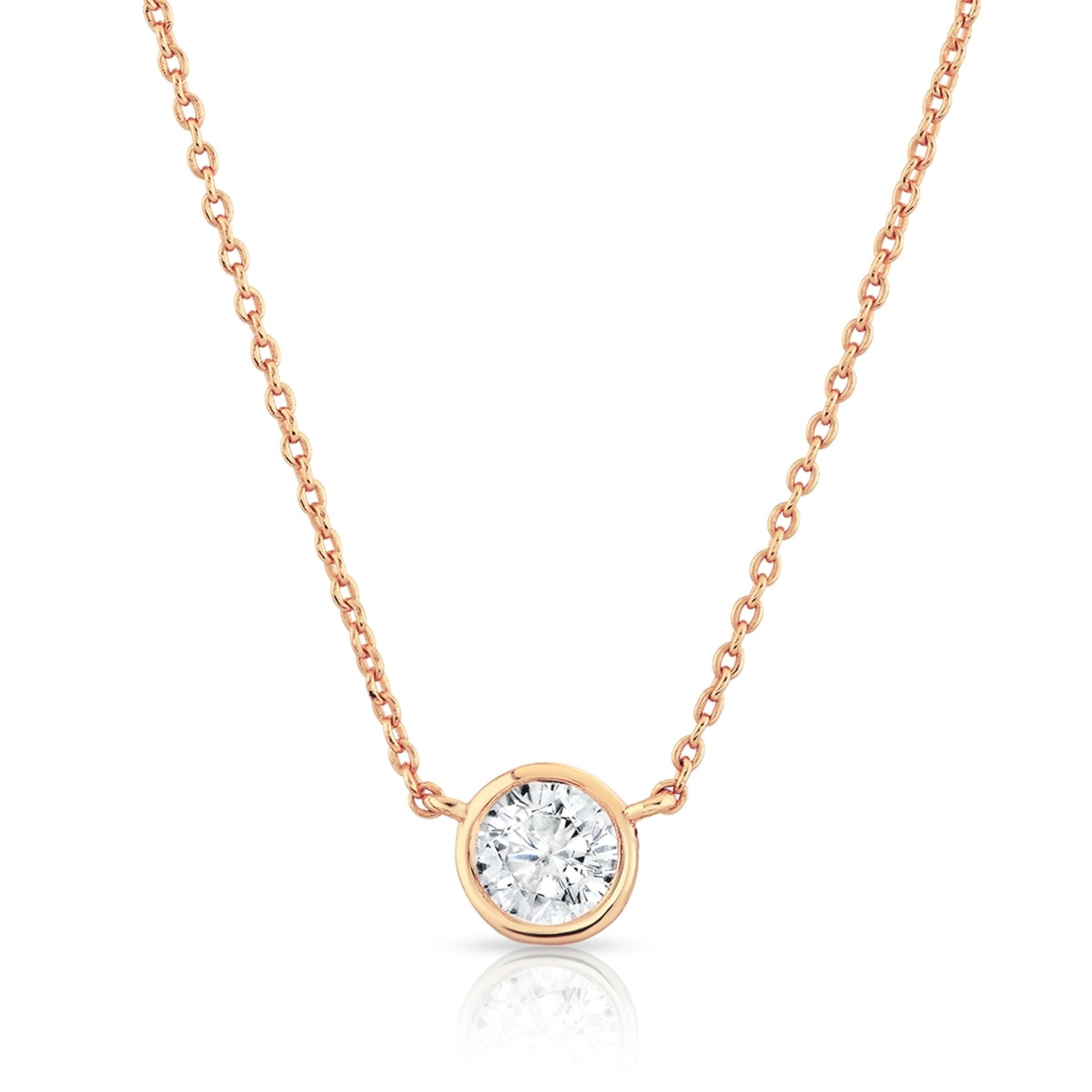 .50ct Bezel Pendant Finished in Rose Gold - CRISLU