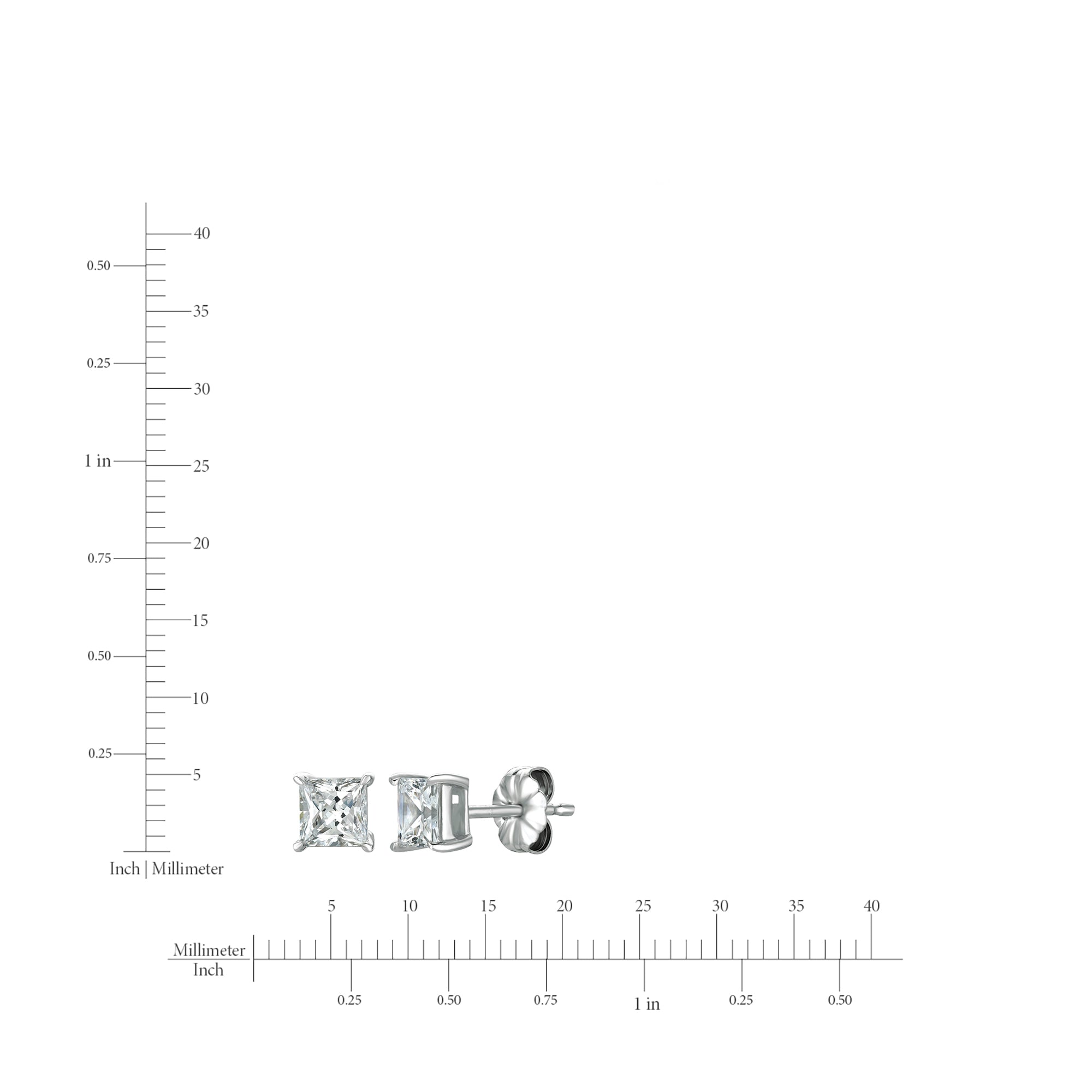 .75ct Princess Stud Earrings in Platinum - CRISLU