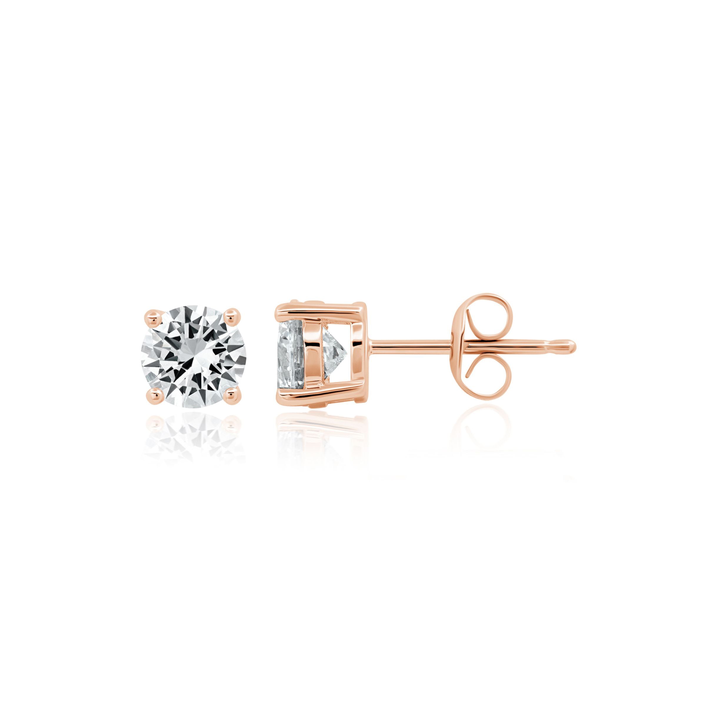 1ct Brilliant Stud Earrings Finished in Rose Gold