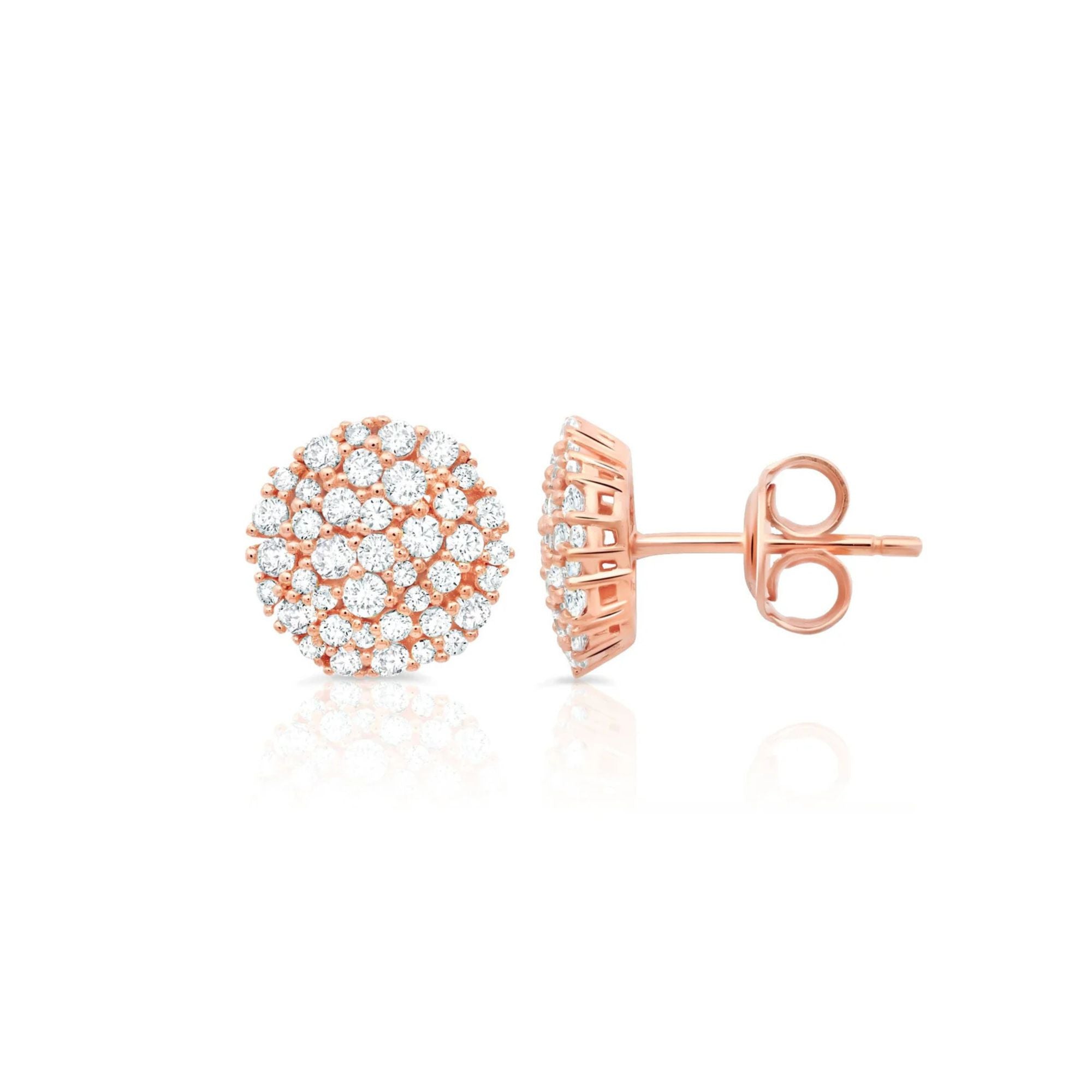 Round Glisten Stud Earrings Finished in 18kt Rose Gold