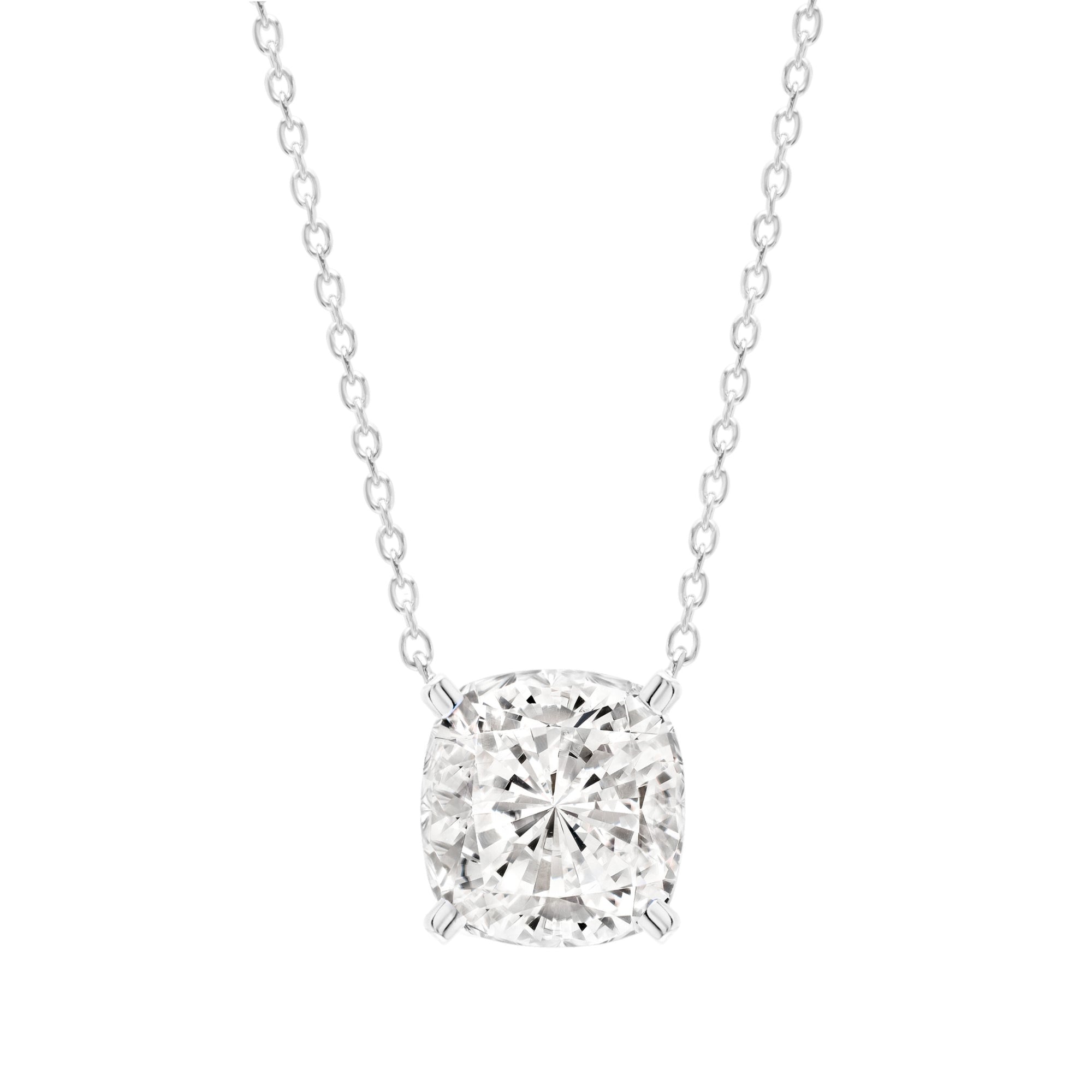 Cushion Cut Necklace Finished in Platinum