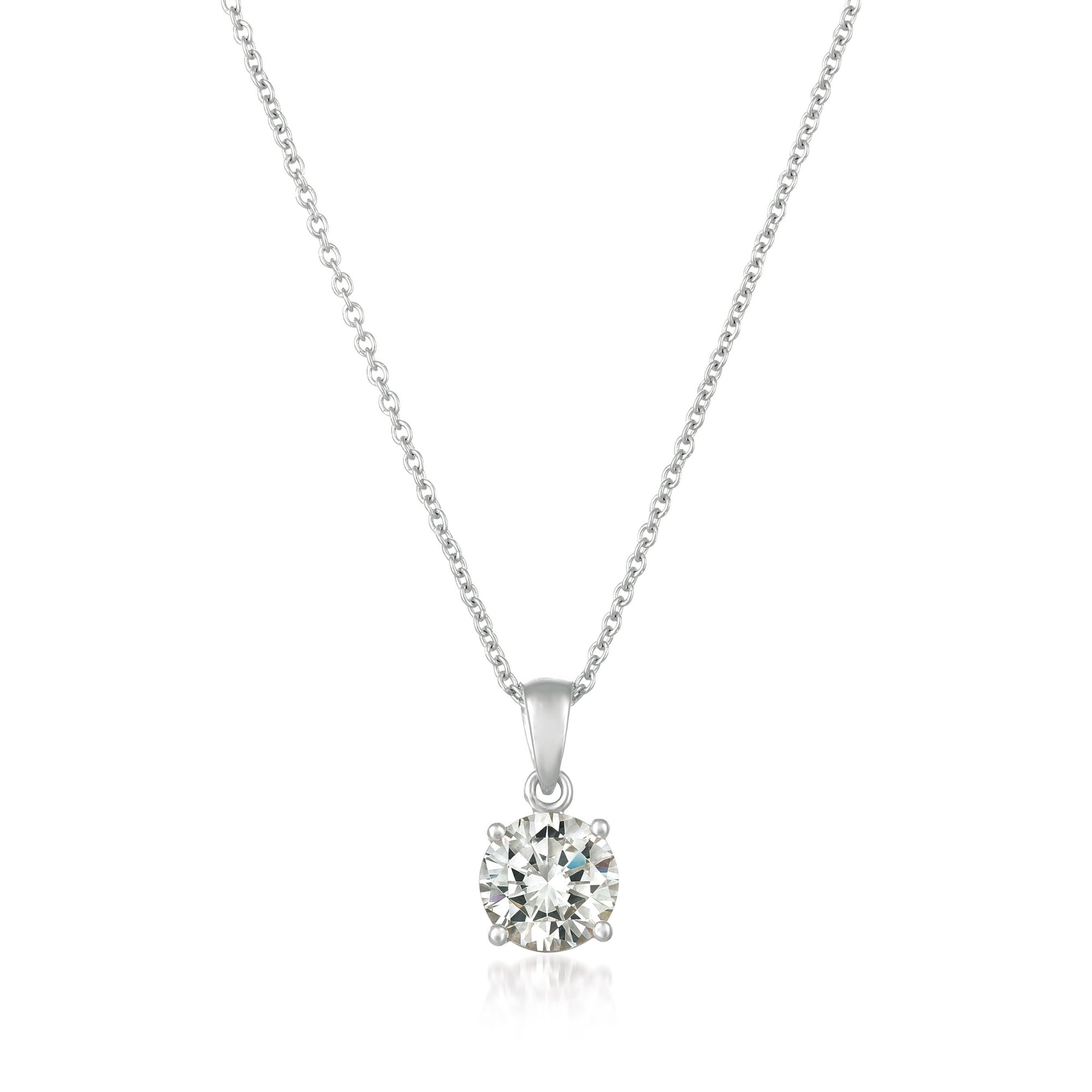 Brilliant Cut Solitaire Pendant Necklace Finished in Platinum