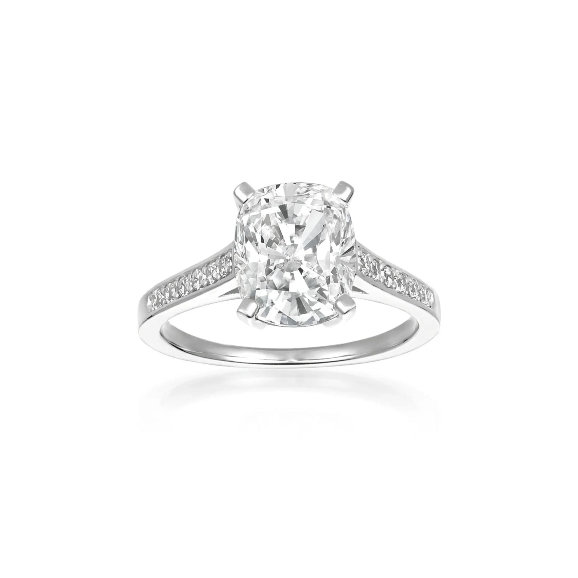 Radiant Cushion Cut Ring Finished in Platinum