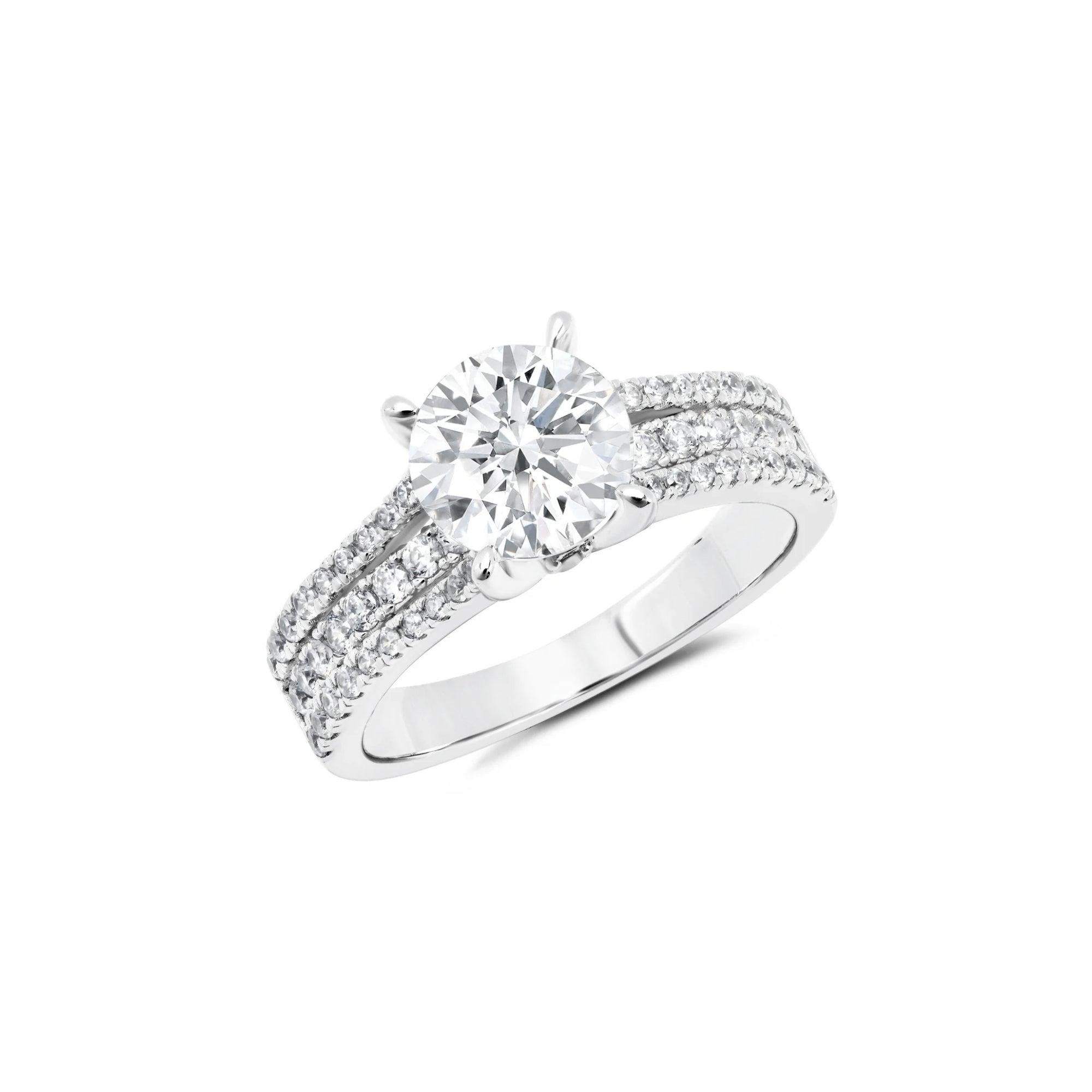 3 Band Brilliant Cut Ring Finished in Platinum