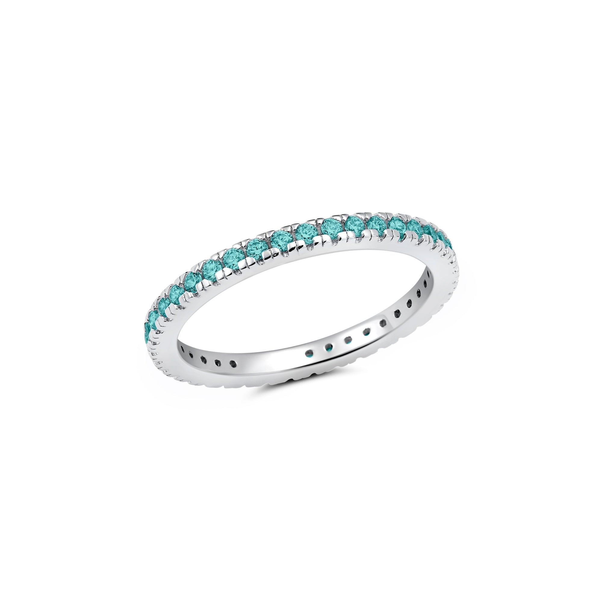March Birthstone Eternity Band Finished in Platinum