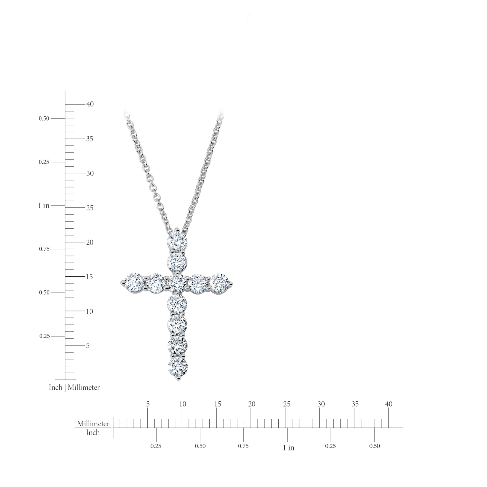 Brilliant Round Cross Necklace Finished in Platinum