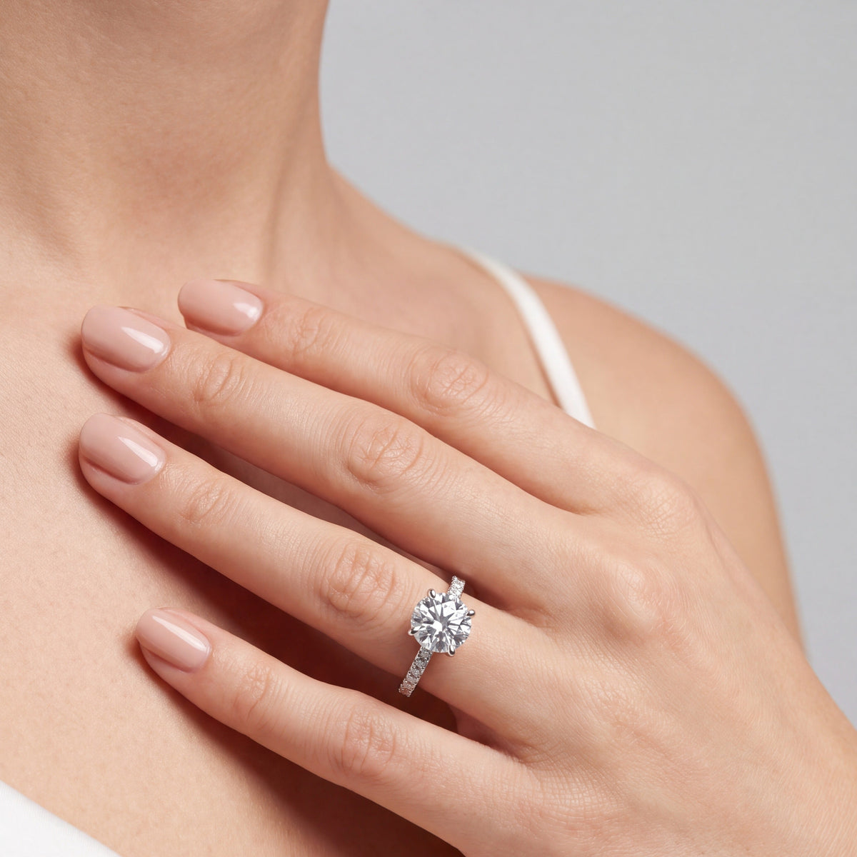 3.5ct Brilliant Cut Ring with Pave Band