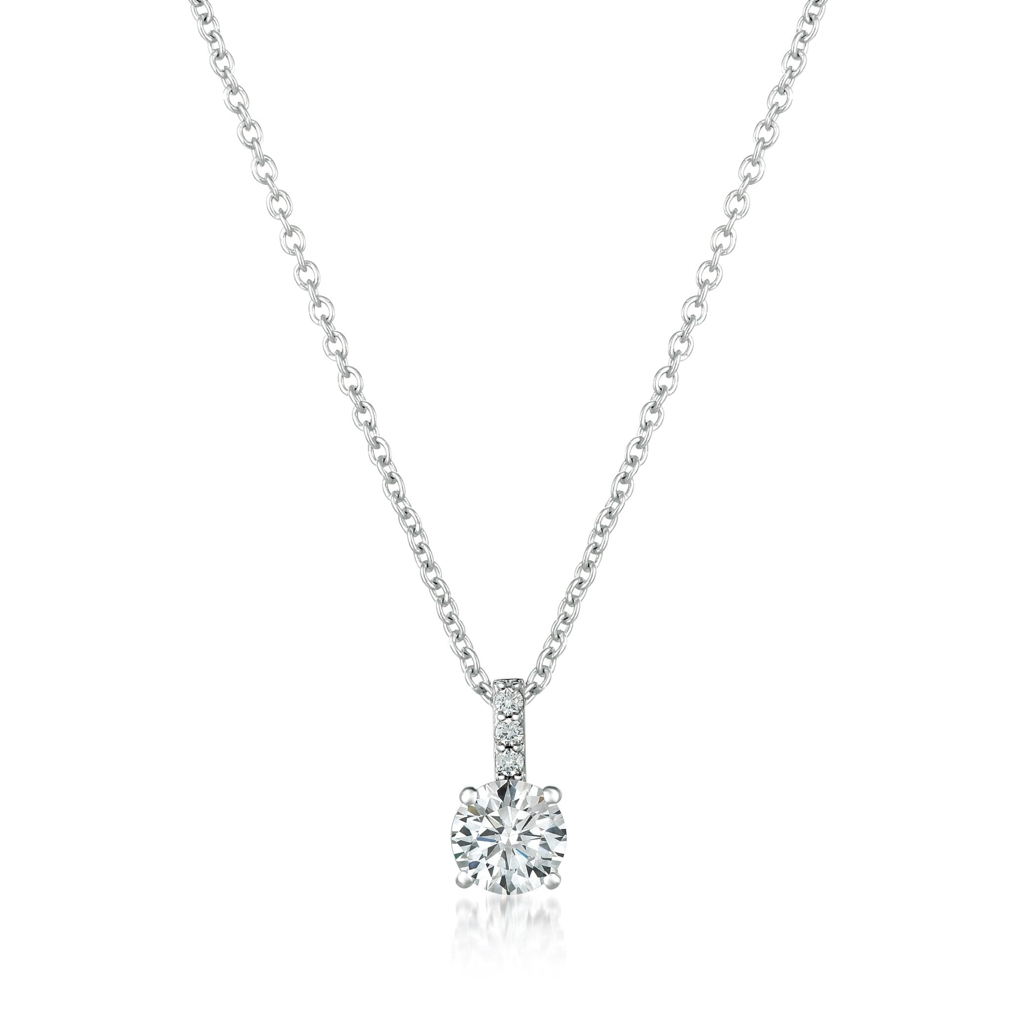 Accented 1ct Brilliant Pendant Finished in Platinum - CRISLU
