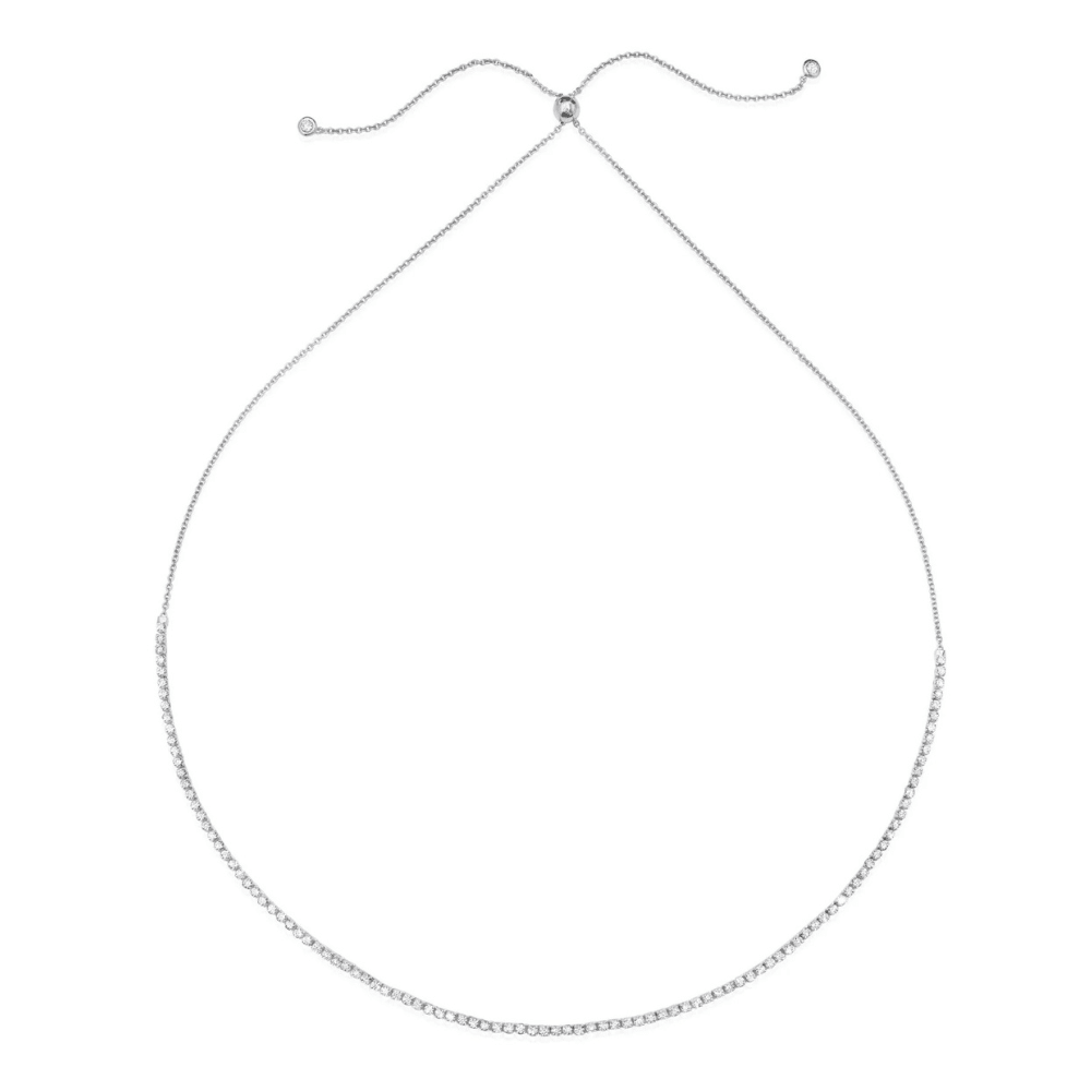 Adjustable 28" Tennis Necklace in Platinum Sale - CRISLU