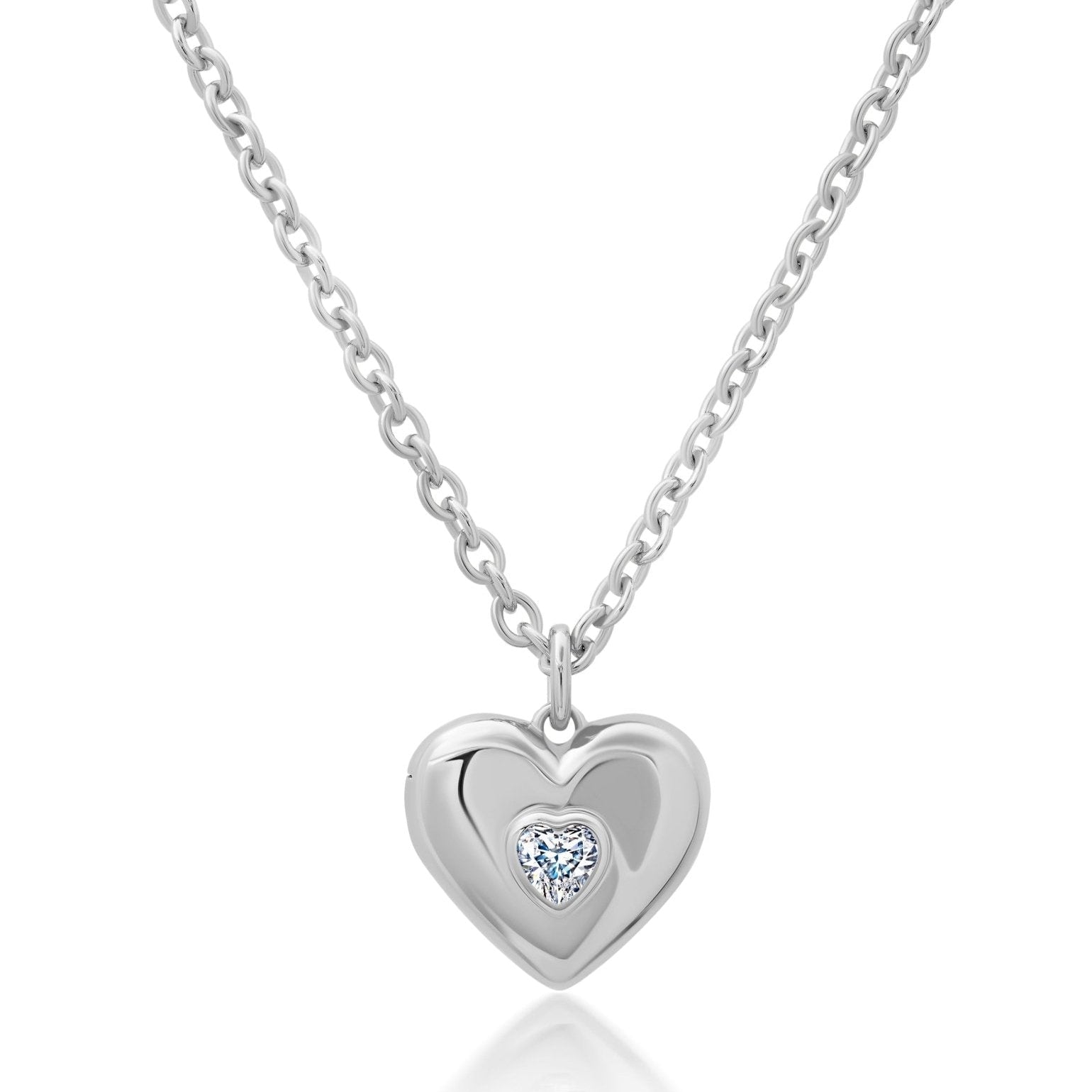 Adore Heart Locket in Platinum - CRISLU
