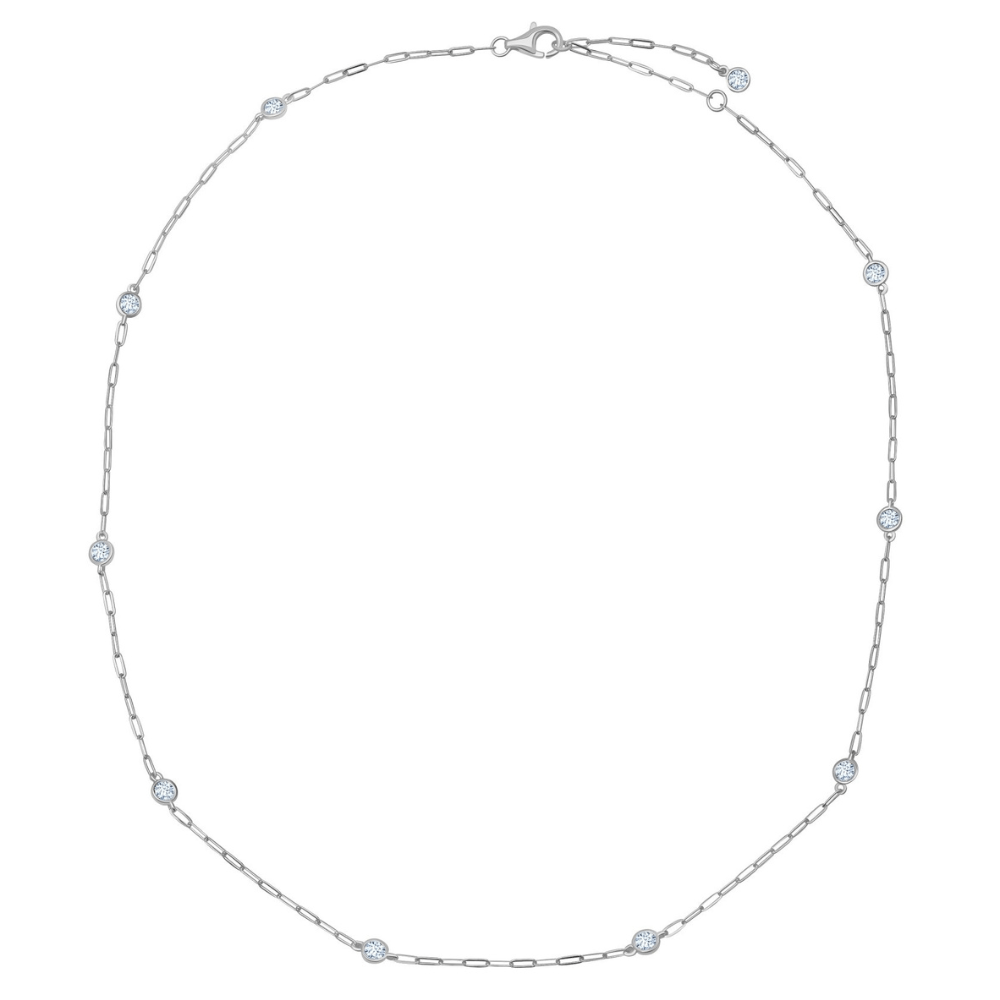 Aura 16" Station Necklace Finished in Platinum - CRISLU
