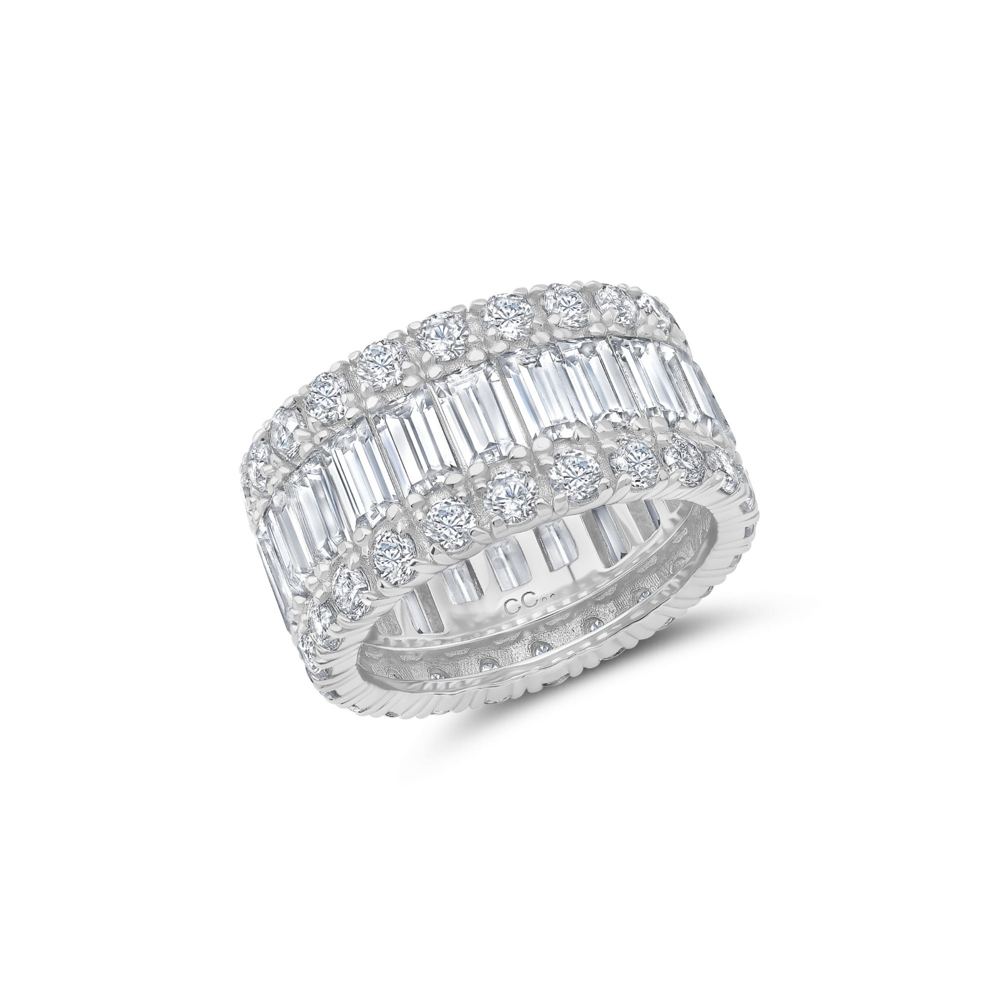 Baguette & Brilliant Eternity Band in Platinum - CRISLU