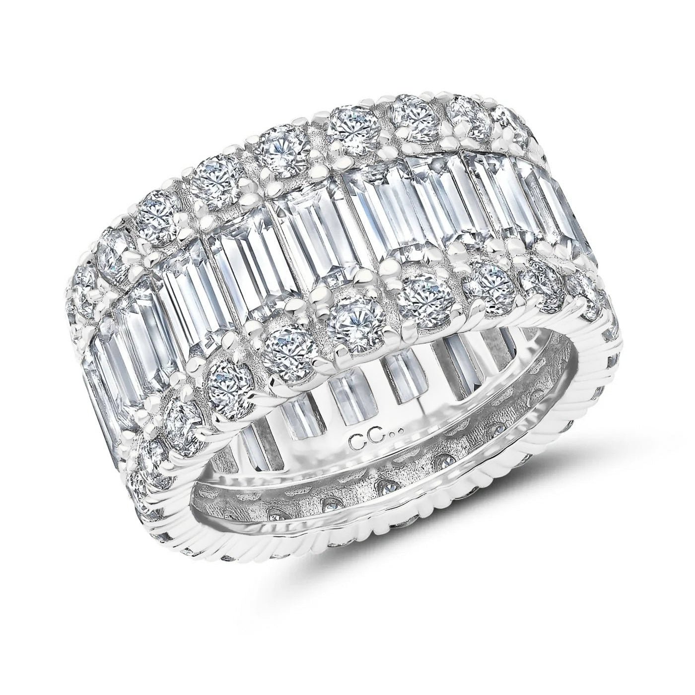 Baguette & Brilliant Eternity Band in Platinum - CRISLU