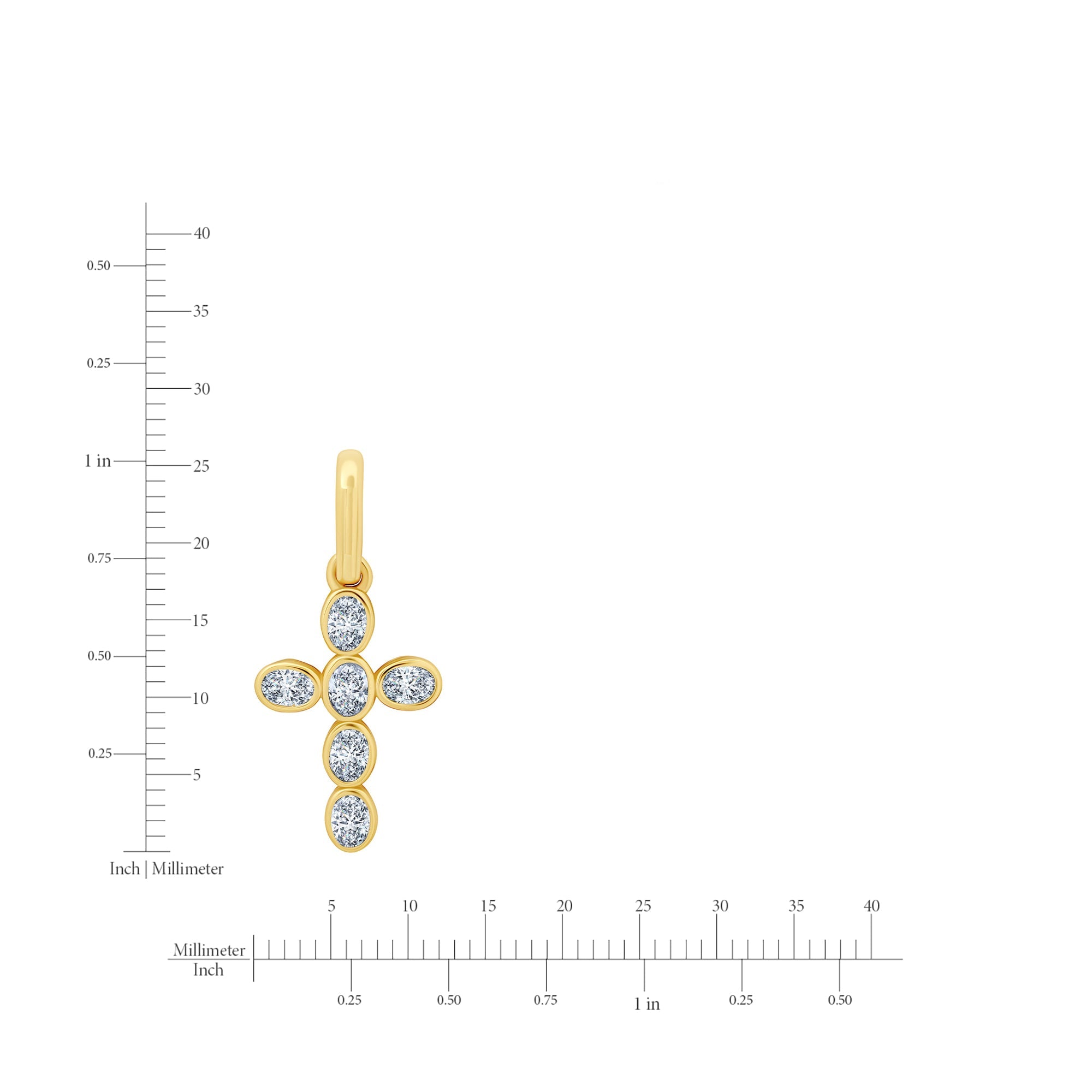 Bezel Cross Charm in Gold - CRISLU